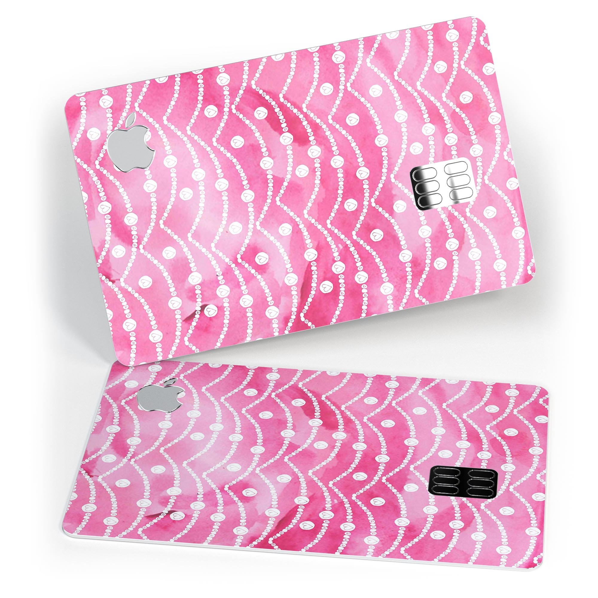 Premium protective decal featuring watercolor shades of pink designed for Apple Card, showcasing a stylish and durable finish.