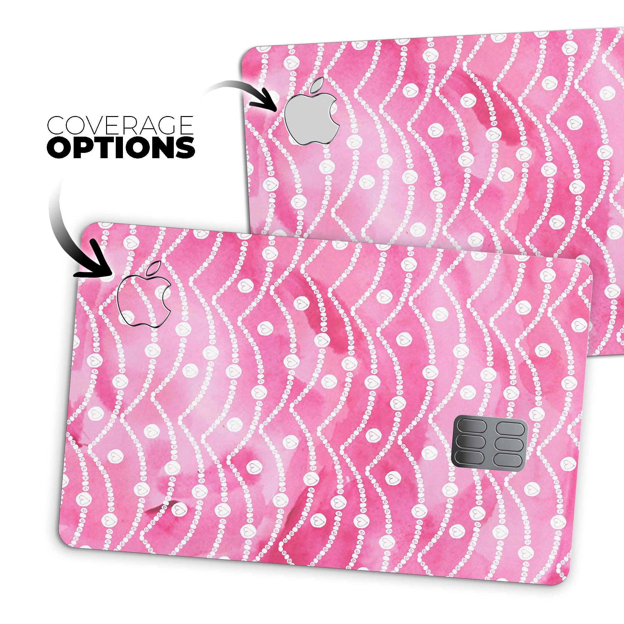 Premium protective decal featuring watercolor shades of pink designed for Apple Card, showcasing a stylish and durable finish.