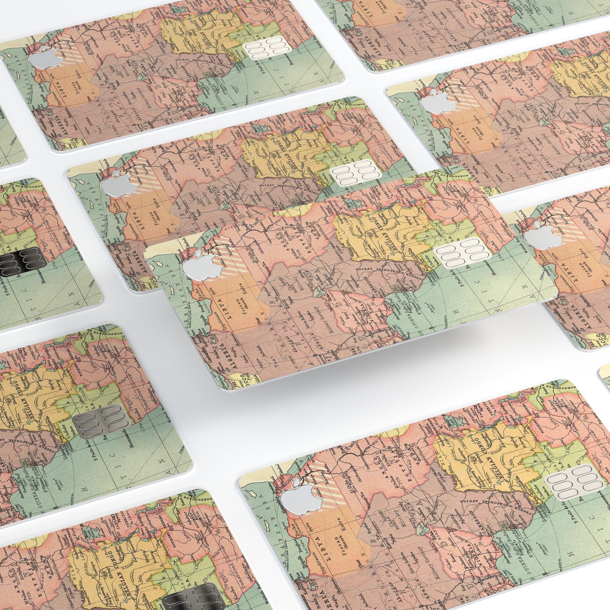Premium protective decal skin kit featuring a detailed map of Africa designed for the Apple Card.