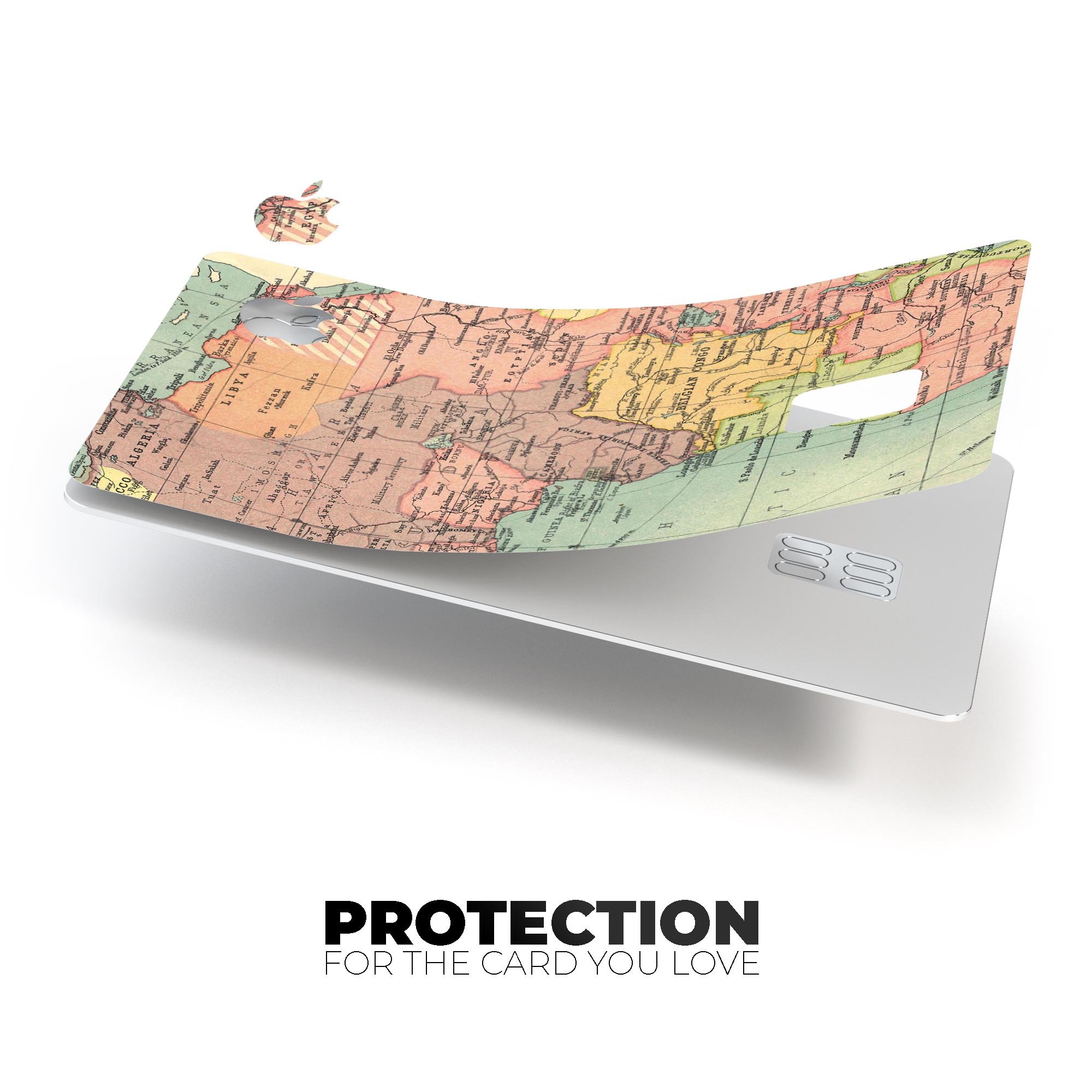 Premium protective decal skin kit featuring a detailed map of Africa designed for the Apple Card.