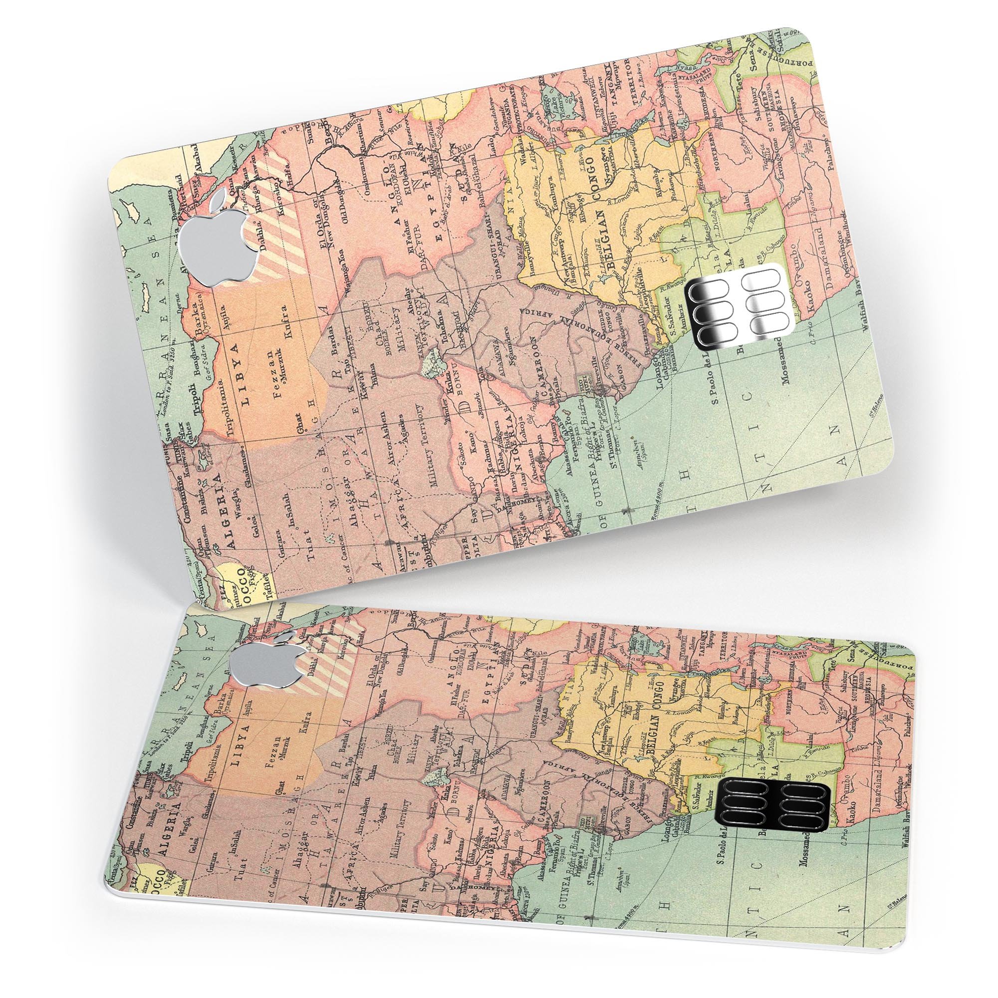 Premium protective decal skin kit featuring a detailed map of Africa designed for the Apple Card.
