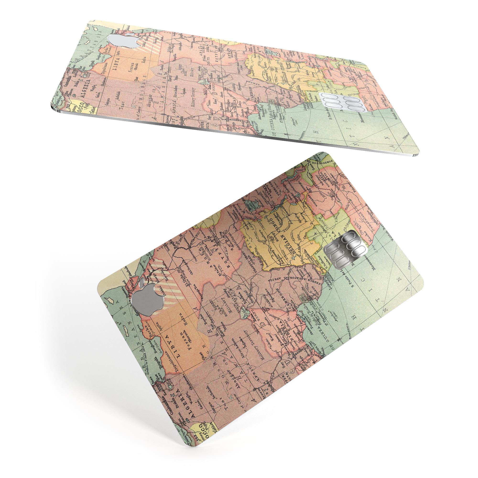 Premium protective decal skin kit featuring a detailed map of Africa designed for the Apple Card.