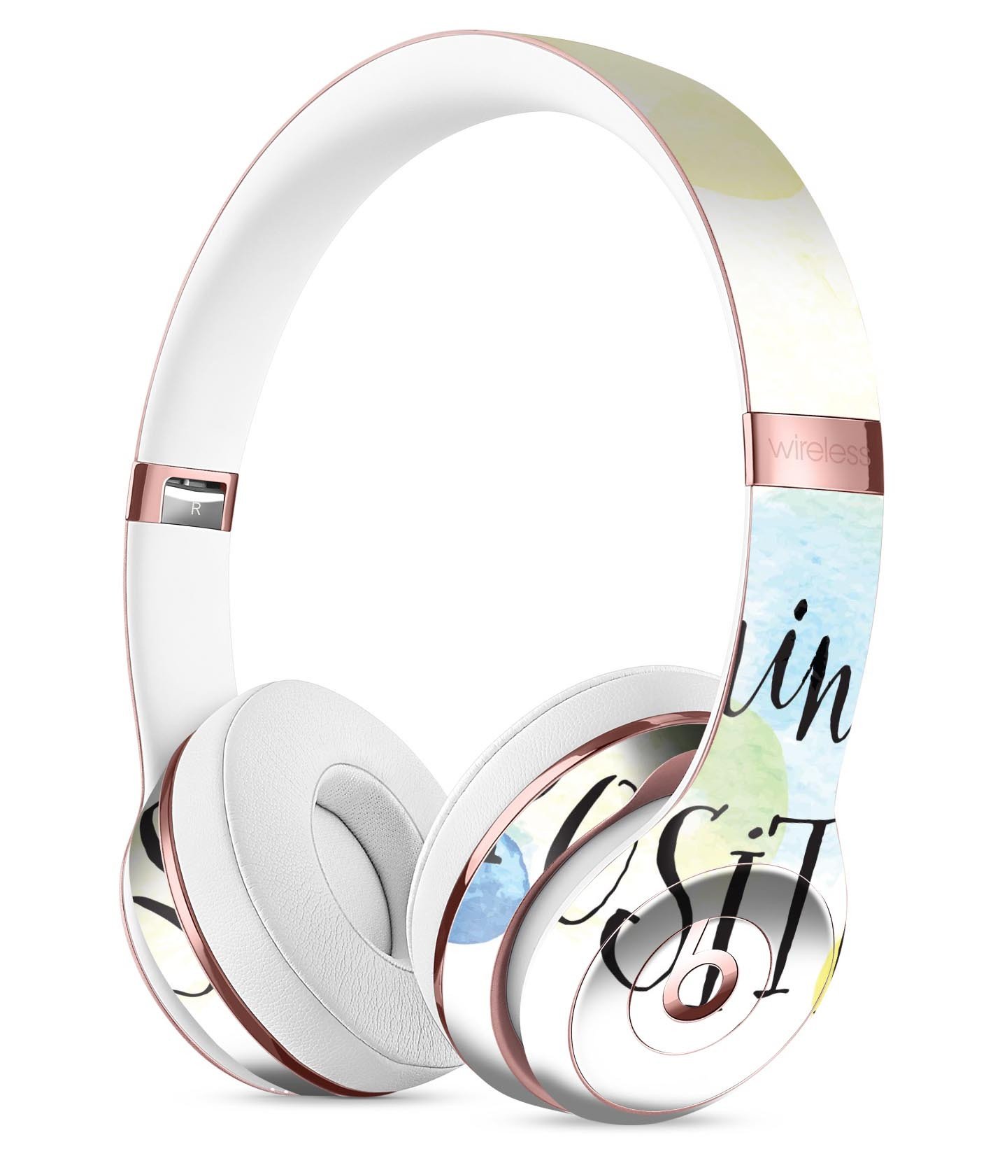 Think Positive Full-Body Skin Kit for Beats by Dre Solo 3 Wireless, showcasing vibrant designs and a perfect fit.