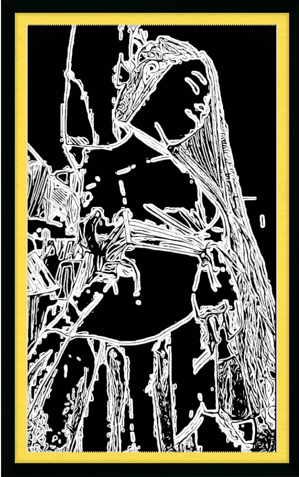 A 42" x 26.5" custom corporate picture frame in black satin with a 1" Buttercup mat, showcasing elegance and sophistication.