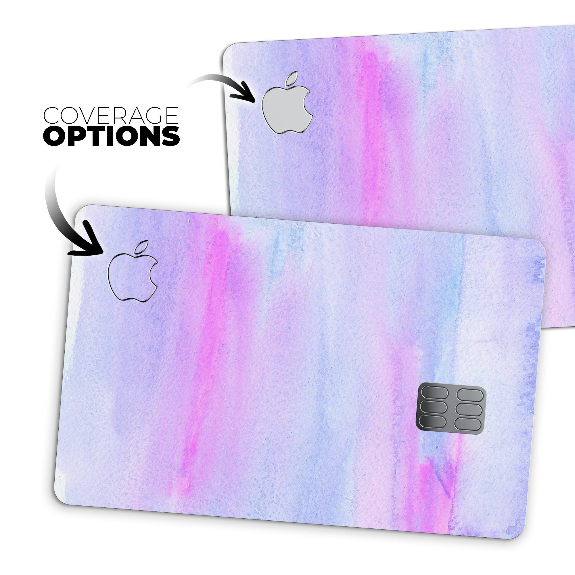 Tie Dyed Absorbed Watercolor Texture decal for Apple Card, showcasing vibrant colors and a protective design.