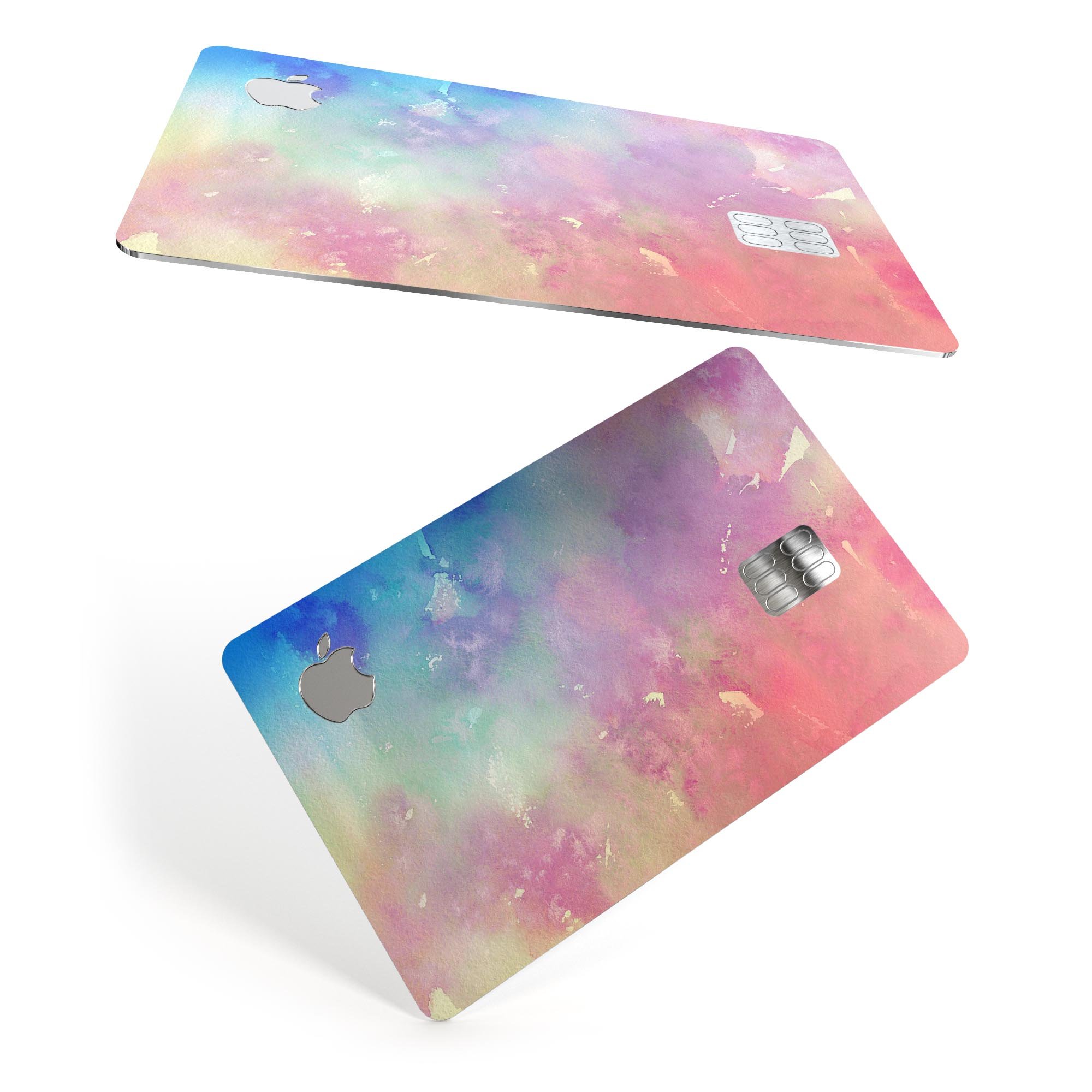 Tie Dyed v2 Premium Protective Decal for Apple Card featuring absorbed watercolor texture in vibrant colors.