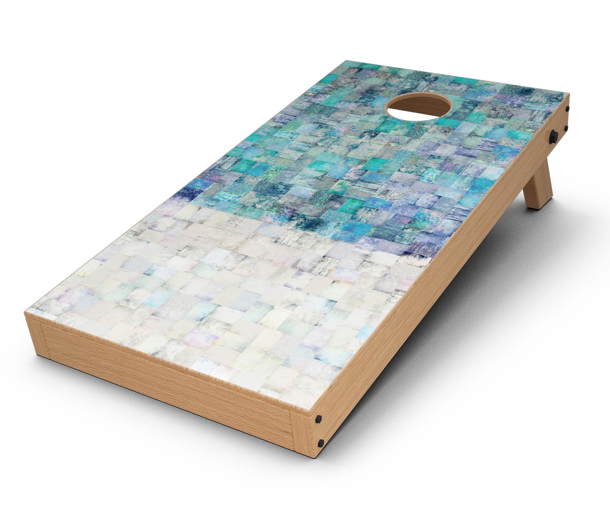 Tiled Paint CornHole Board Skin Decal Kit showcasing vibrant vinyl wraps designed for Cornhole boards.