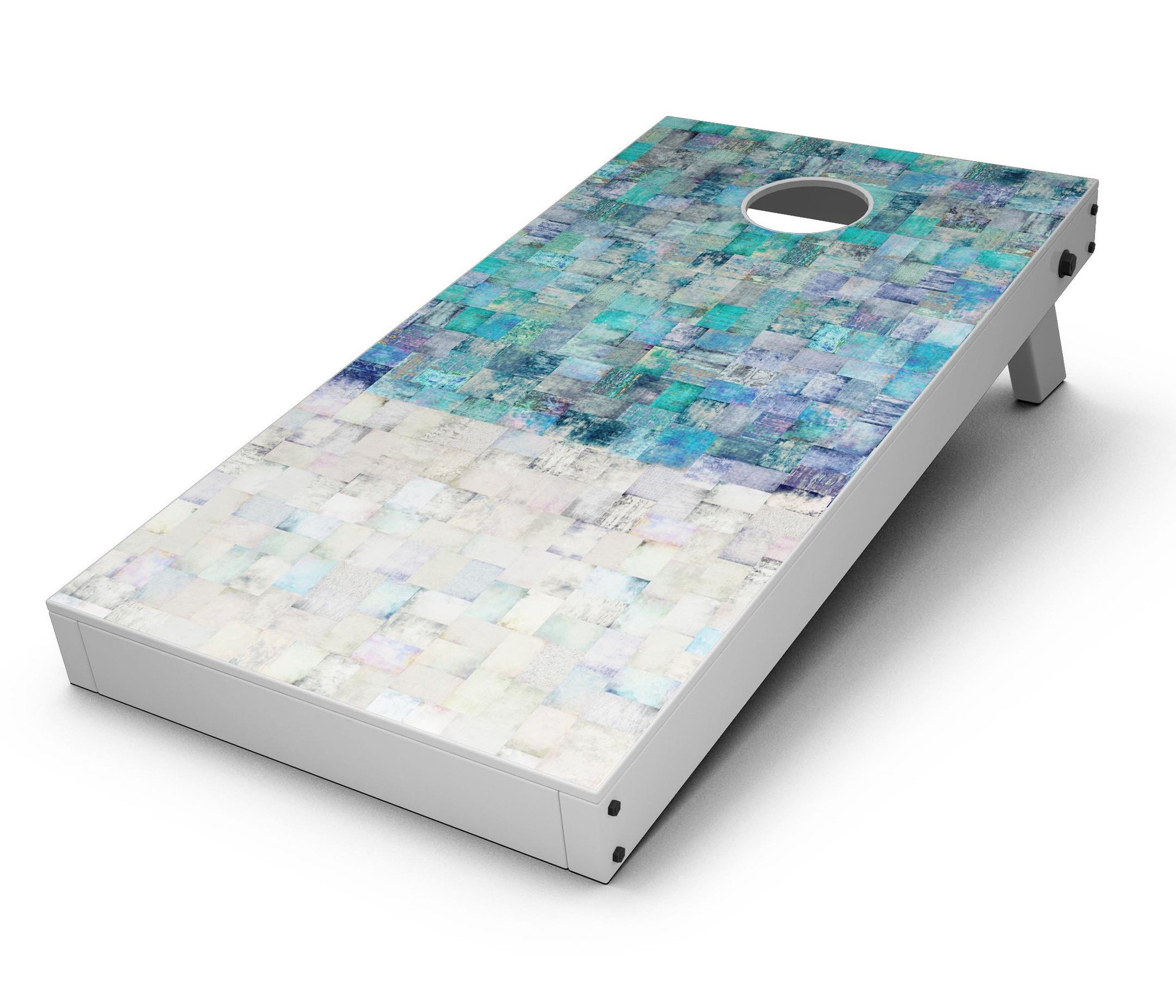 Tiled Paint CornHole Board Skin Decal Kit showcasing vibrant vinyl wraps designed for Cornhole boards.