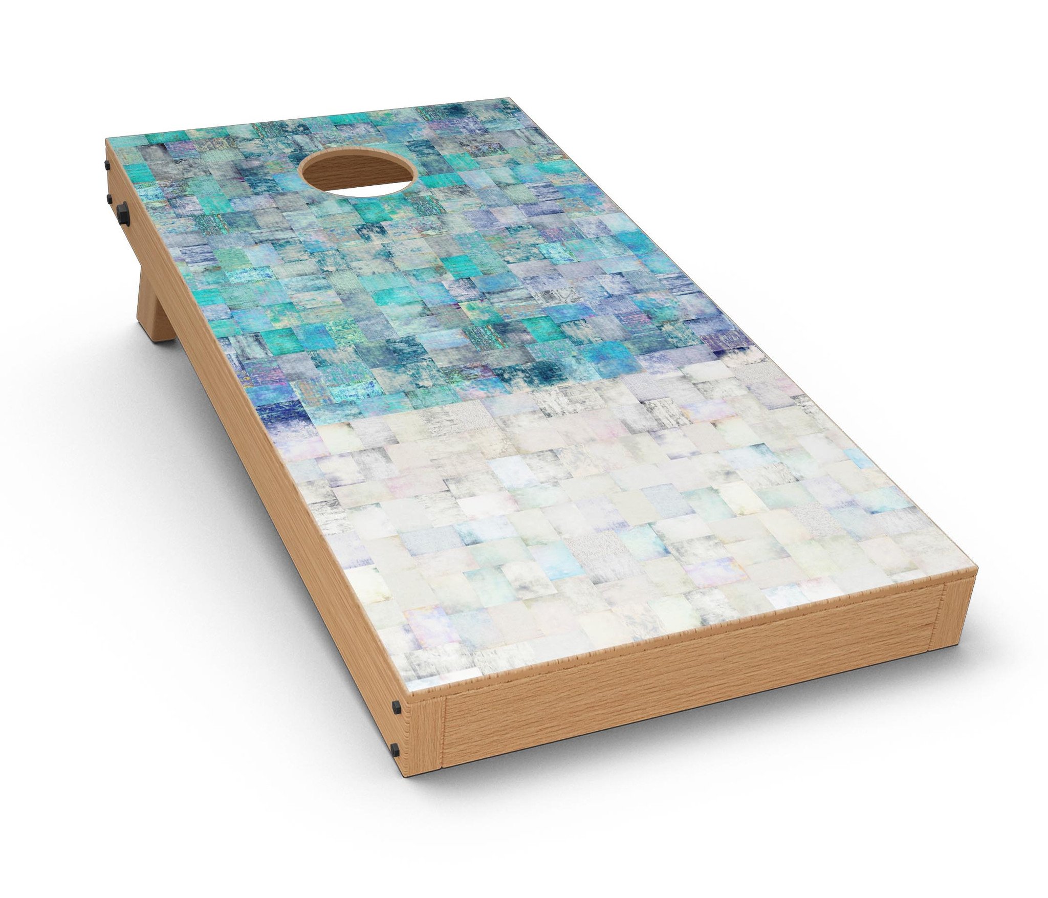 Tiled Paint CornHole Board Skin Decal Kit showcasing vibrant vinyl wraps designed for Cornhole boards.