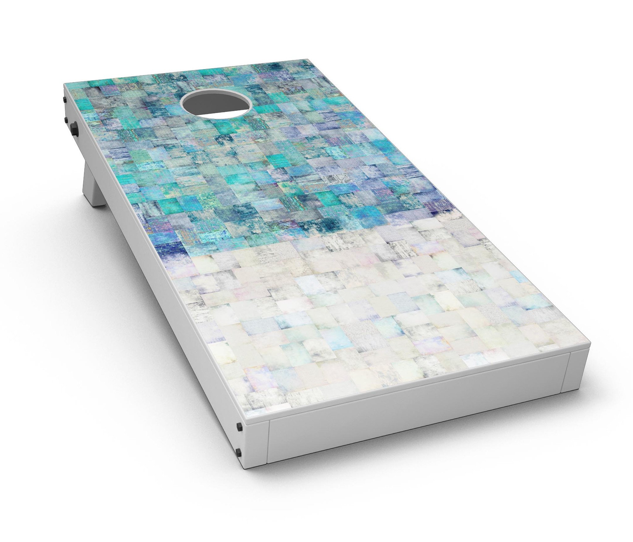 Tiled Paint CornHole Board Skin Decal Kit showcasing vibrant vinyl wraps designed for Cornhole boards.