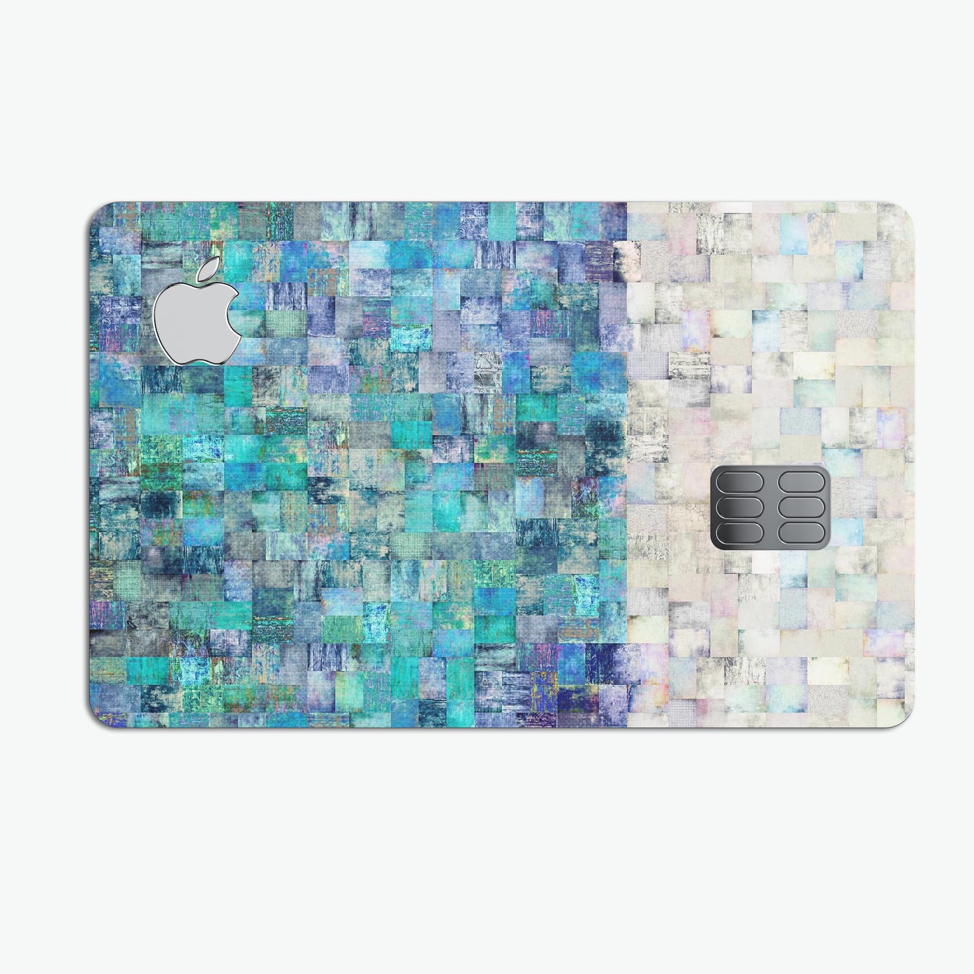 Premium Tiled Paint Skin-Kit for Apple Credit Card, showcasing its glossy finish and precise fit.