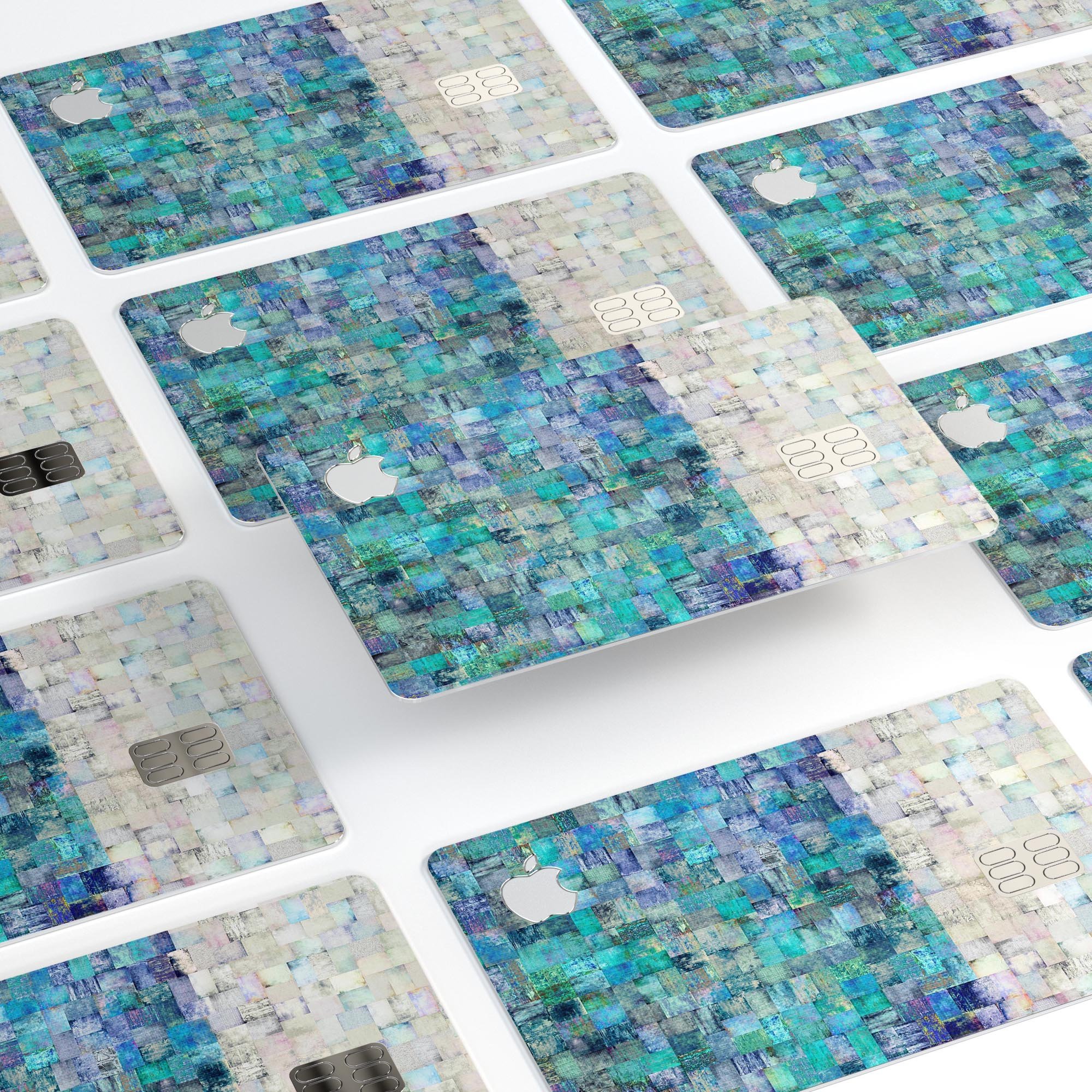 Premium Tiled Paint Skin-Kit for Apple Credit Card, showcasing its glossy finish and precise fit.