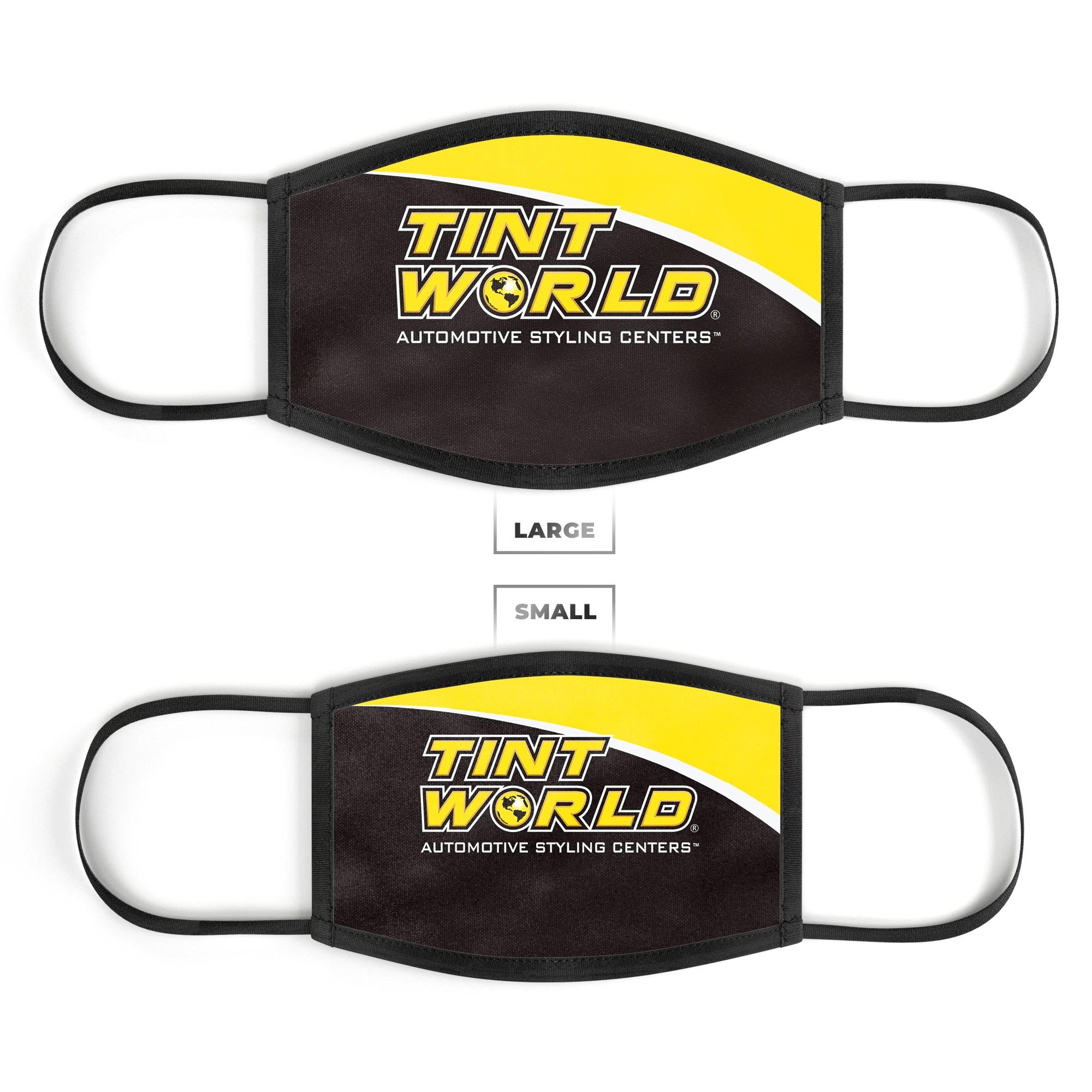 Tint World V1 Mouth Cover, a unisex anti-dust mask made from cotton blend, featuring adjustable ear loops and vibrant dye-sublimated design.