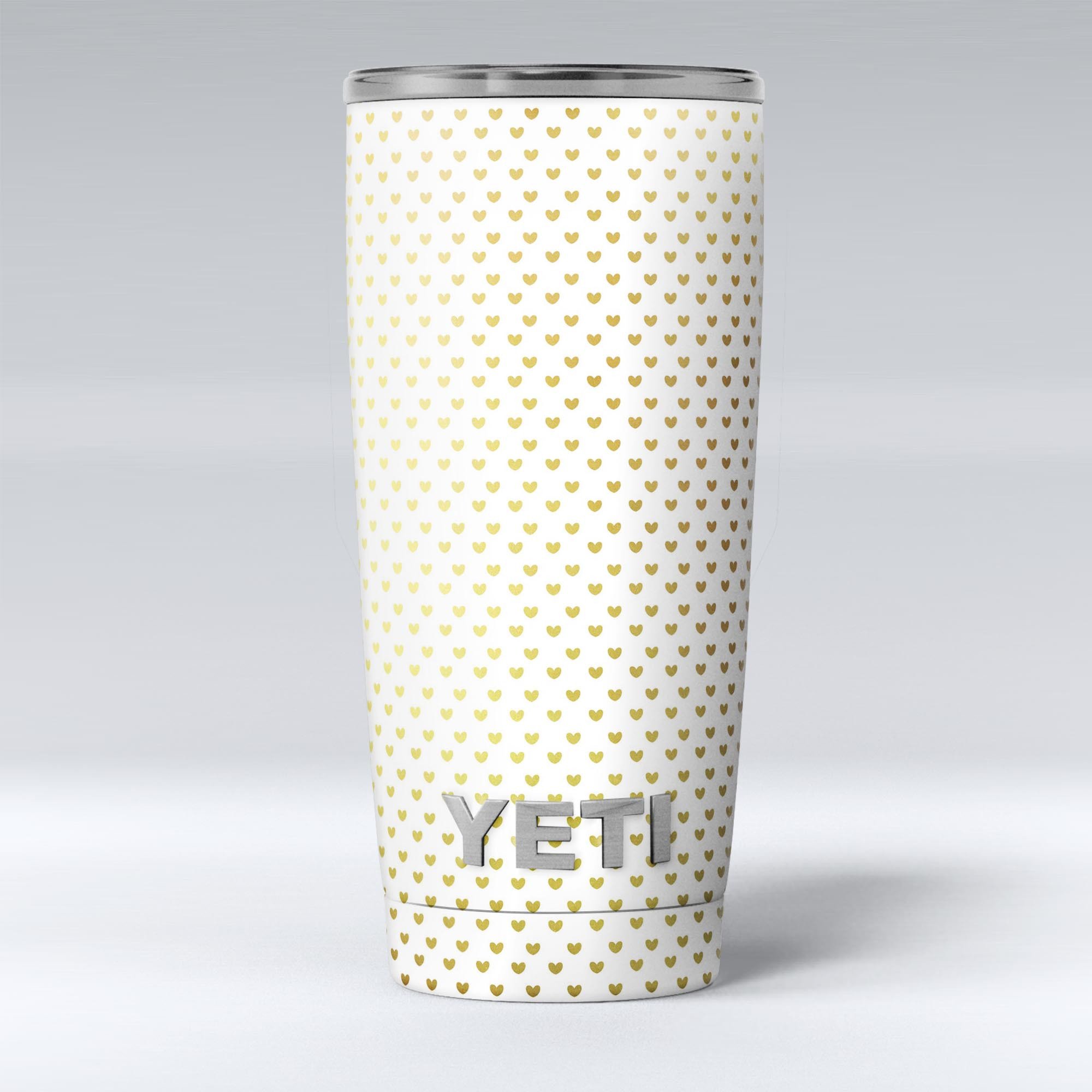 Tiny Golden Hearts Pattern skin decal vinyl wrap kit for Yeti Coolers, showcasing a stylish design that enhances the cooler's appearance.