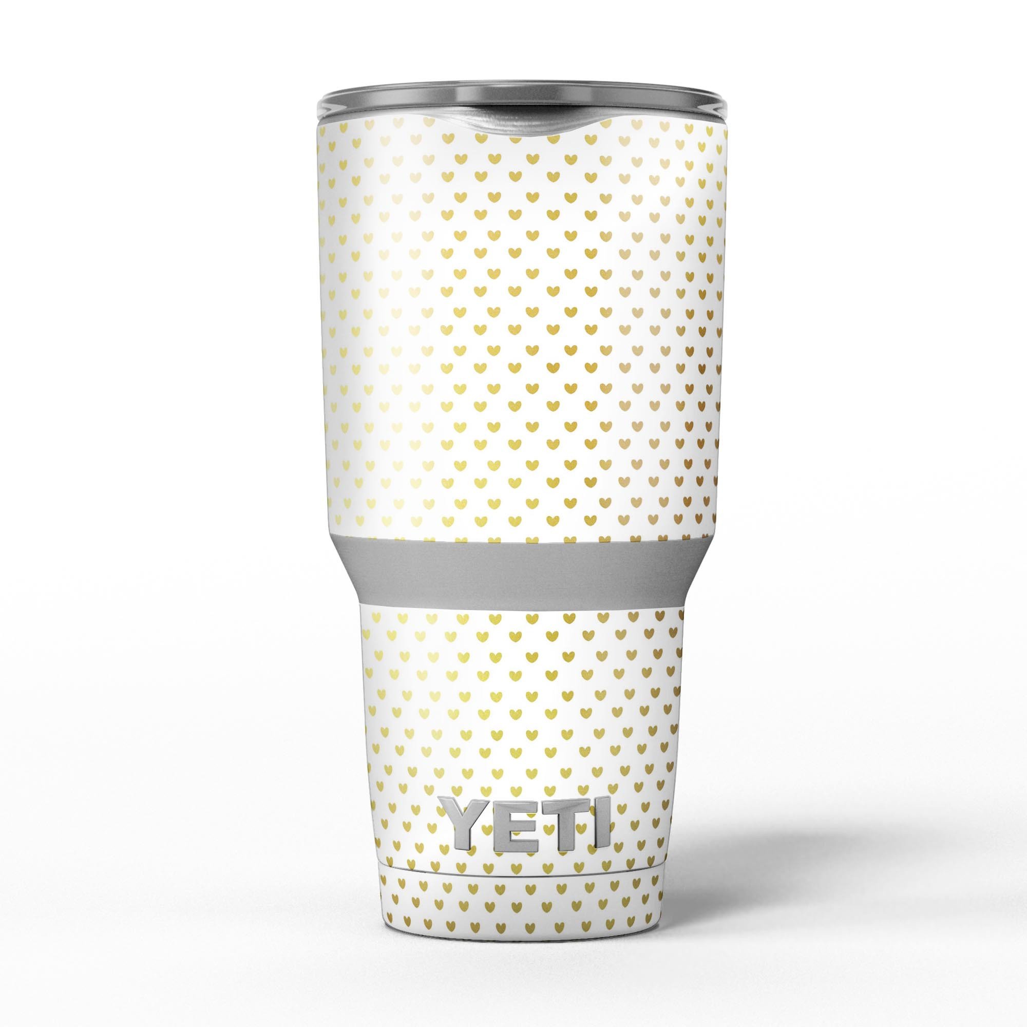 Tiny Golden Hearts Pattern skin decal vinyl wrap kit for Yeti Coolers, showcasing a stylish design that enhances the cooler's appearance.