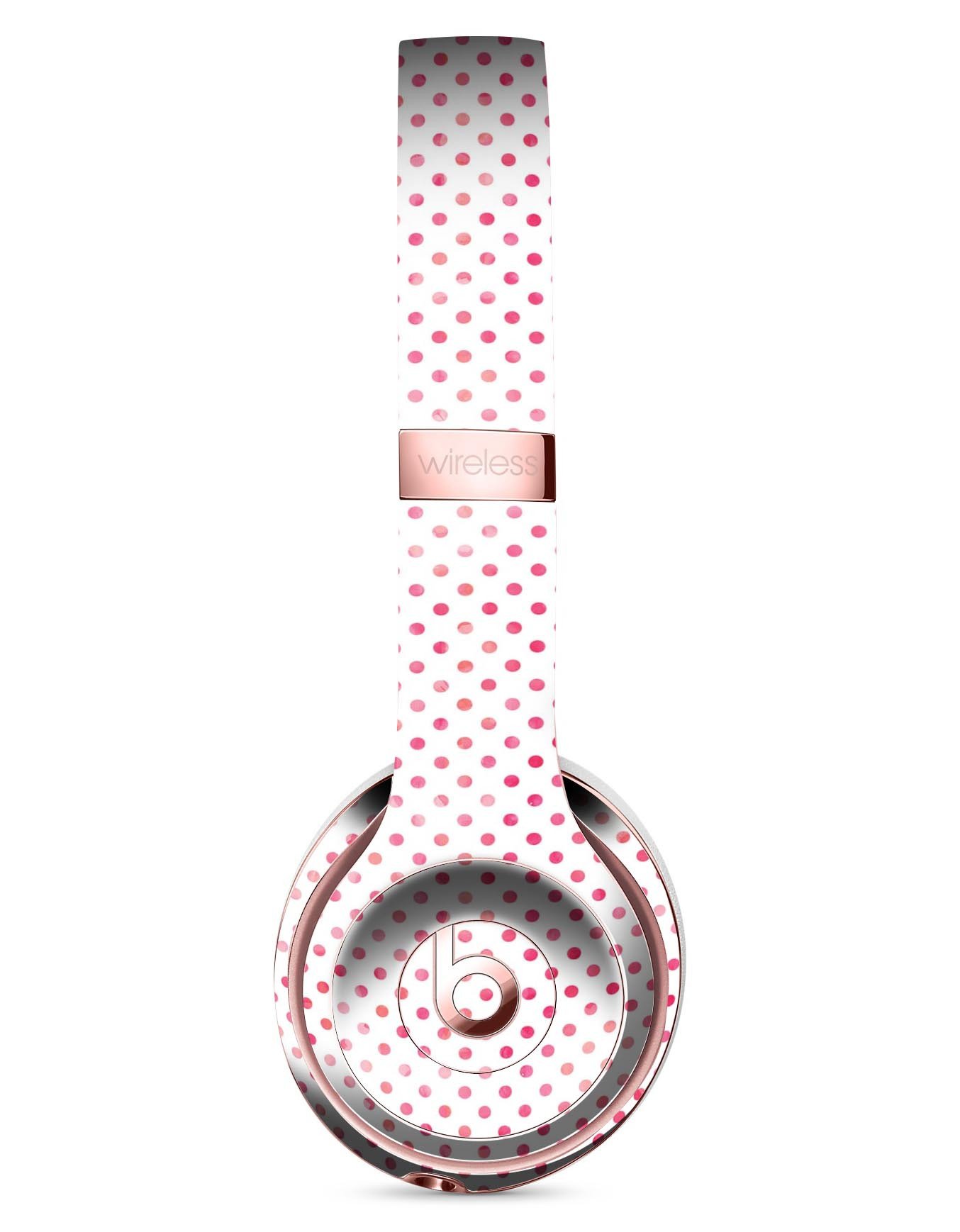 Tiny Pink Watercolor Polka Dots Skin Kit for Beats by Dre Solo 3 Wireless Headphones, showcasing vibrant polka dot design.