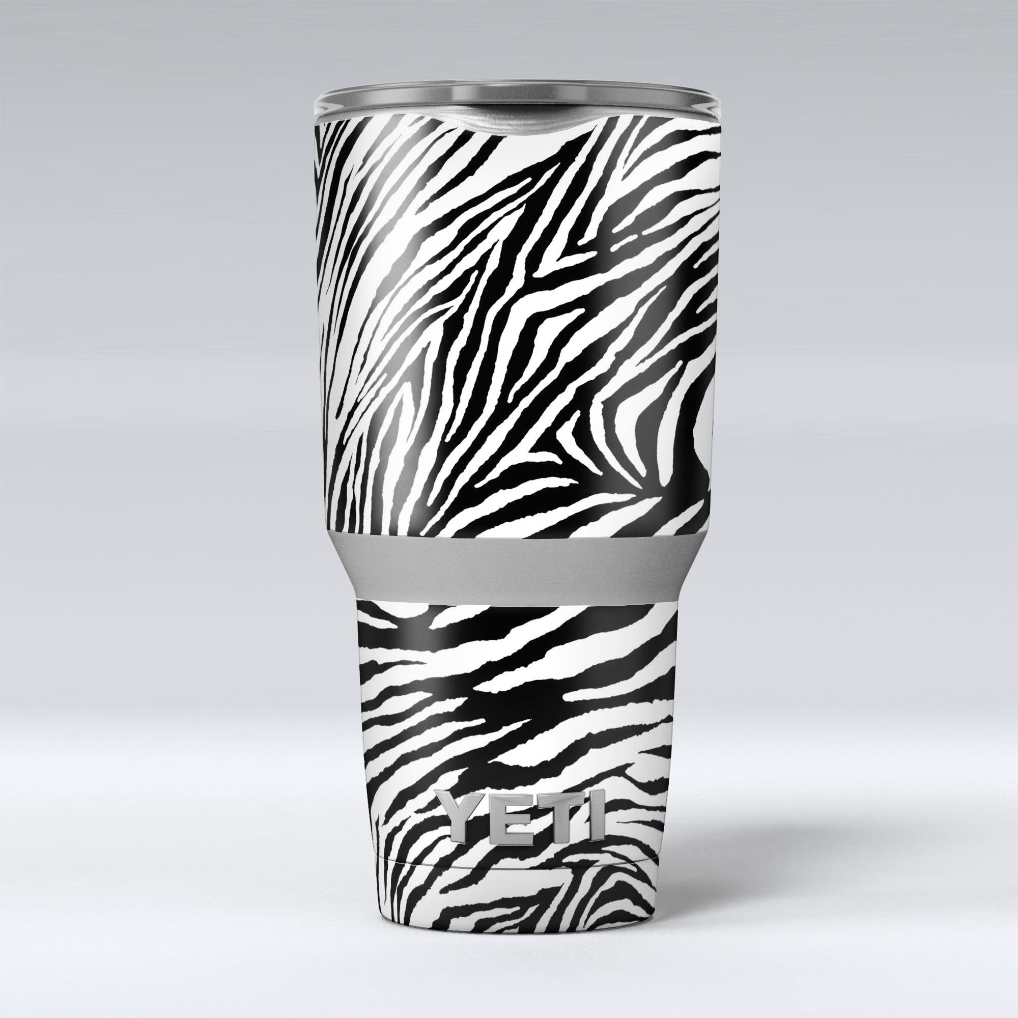 Toned Zebra Print Skin Decal Vinyl Wrap Kit for Yeti Cooler, showcasing a stylish design and premium quality material.