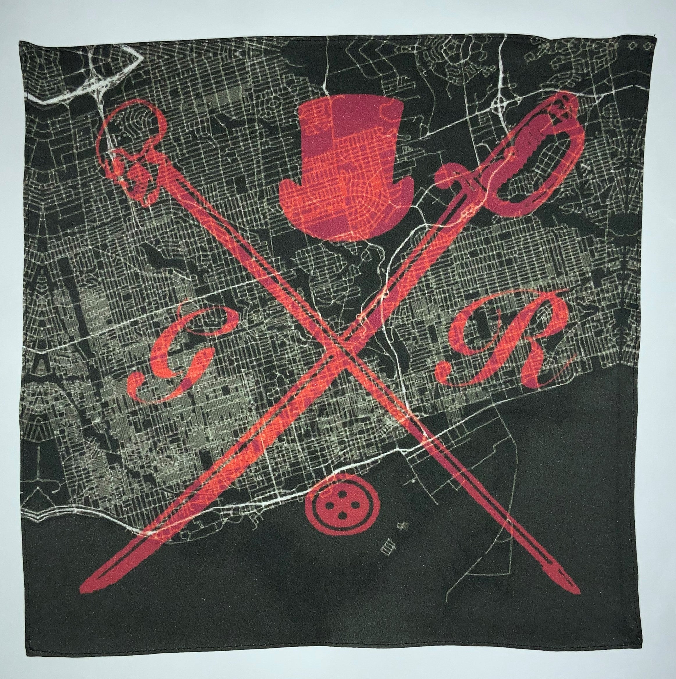 Toronto Street Map Bold Red Ladies Scarf featuring a vibrant red color and detailed street map design.