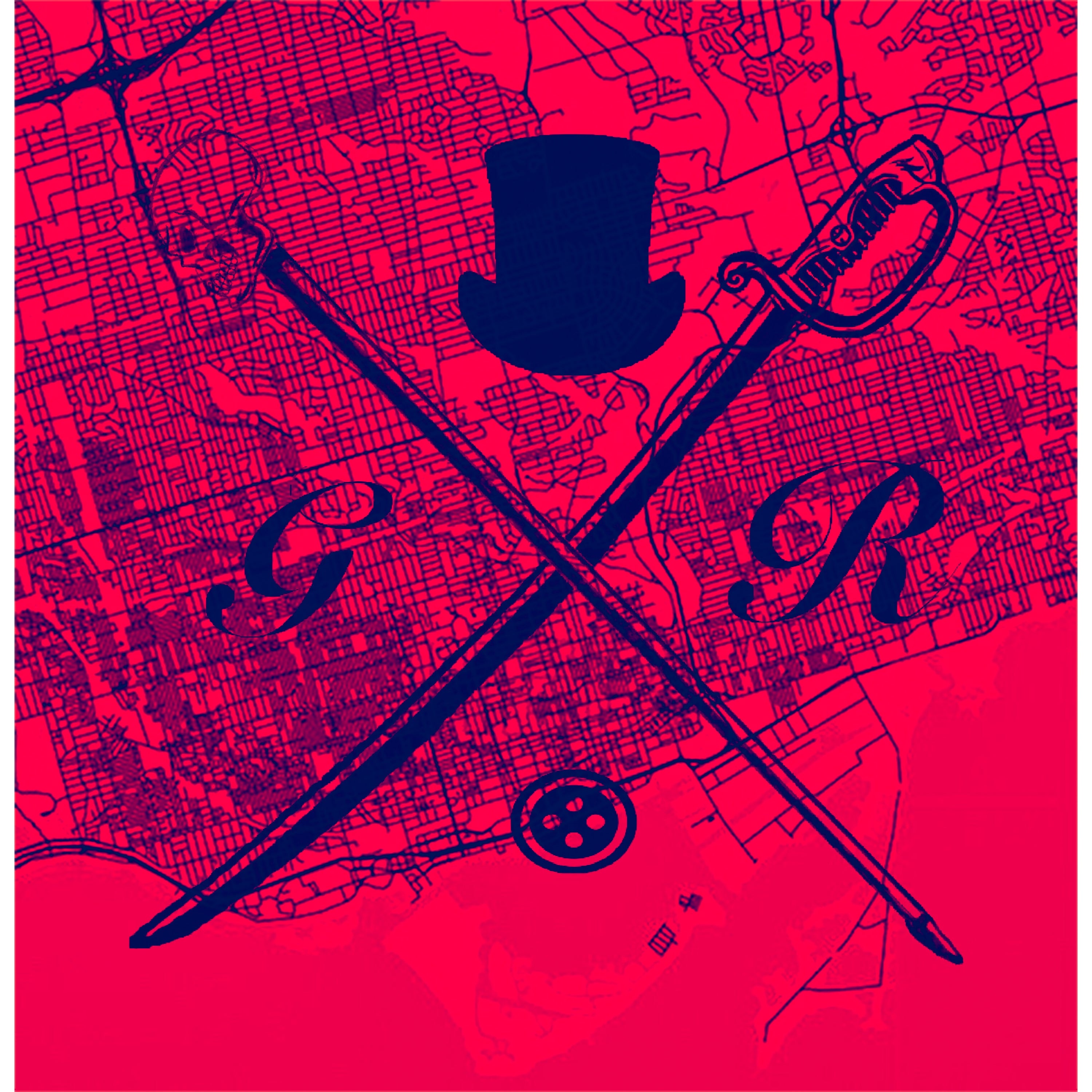 Toronto Street Map pocket square in red with Gentleman Rogue logo, made from 100% silk.