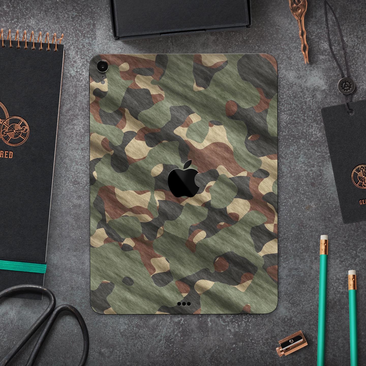 Traditional Camouflage Full Body Skin Decal for Apple iPad Pro, showcasing its premium 3M material and stylish design.