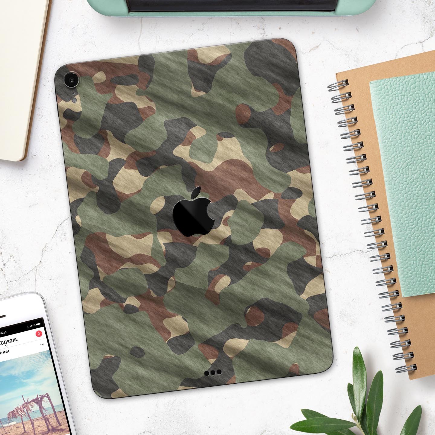 Traditional Camouflage Full Body Skin Decal for Apple iPad Pro, showcasing its premium 3M material and stylish design.