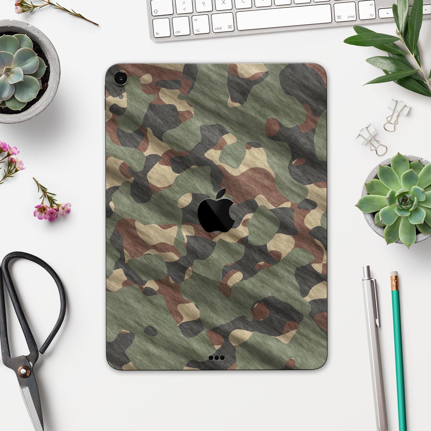 Traditional Camouflage Full Body Skin Decal for Apple iPad Pro, showcasing its premium 3M material and stylish design.