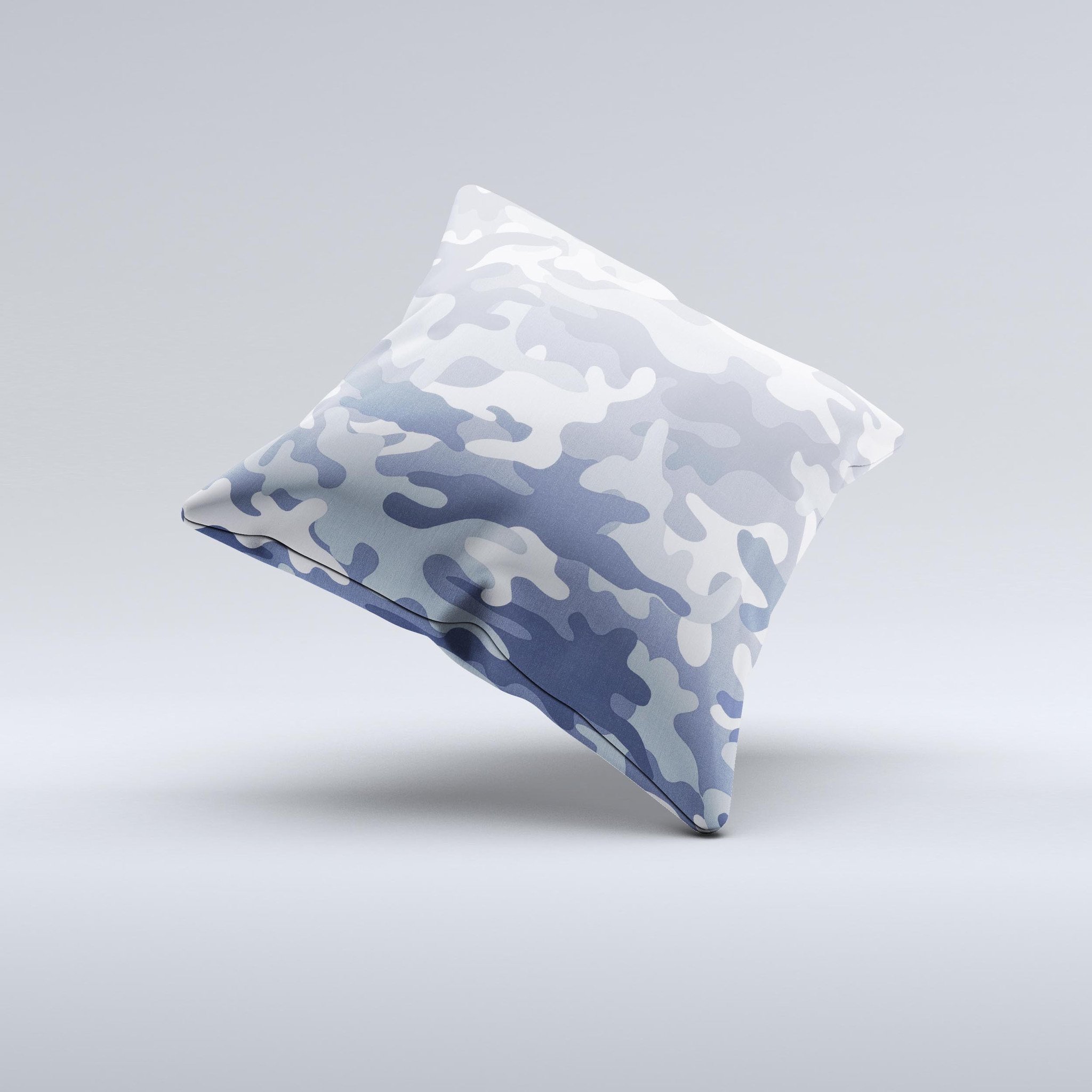 Traditional Snow Camouflage Ink-Fuzed Decorative Throw Pillow showcasing unique design and high-quality fabric, handcrafted in Virginia.