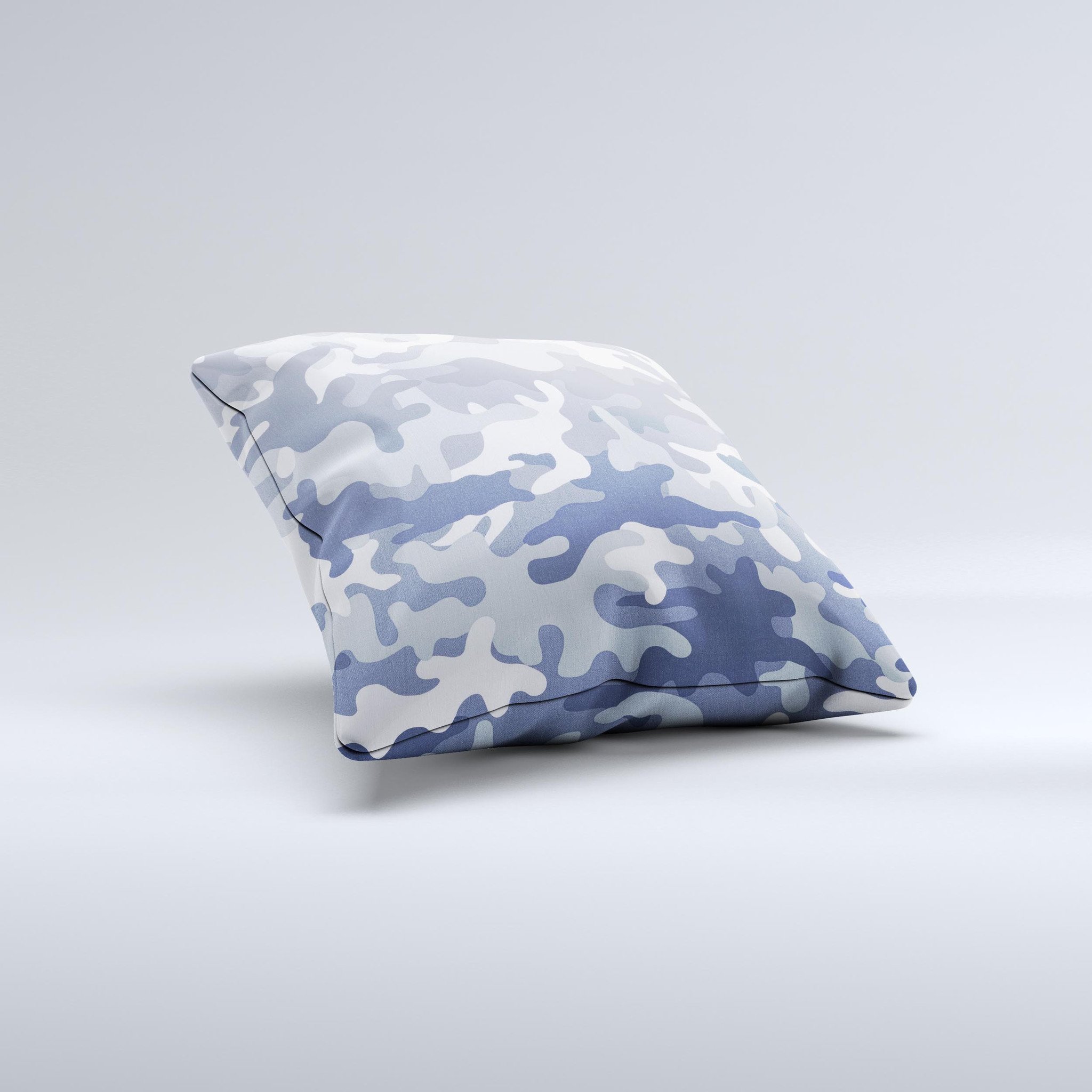 Traditional Snow Camouflage Ink-Fuzed Decorative Throw Pillow showcasing unique design and high-quality fabric, handcrafted in Virginia.