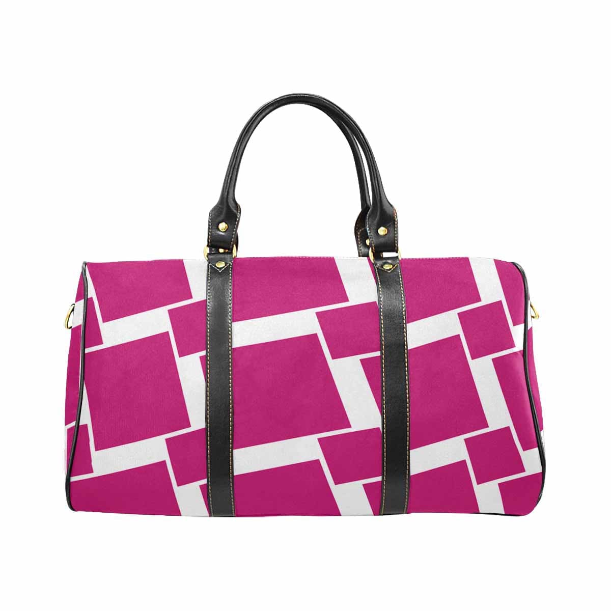 Fushia Pink Travel Bag with adjustable shoulder strap, showcasing its spacious design and waterproof fabric.