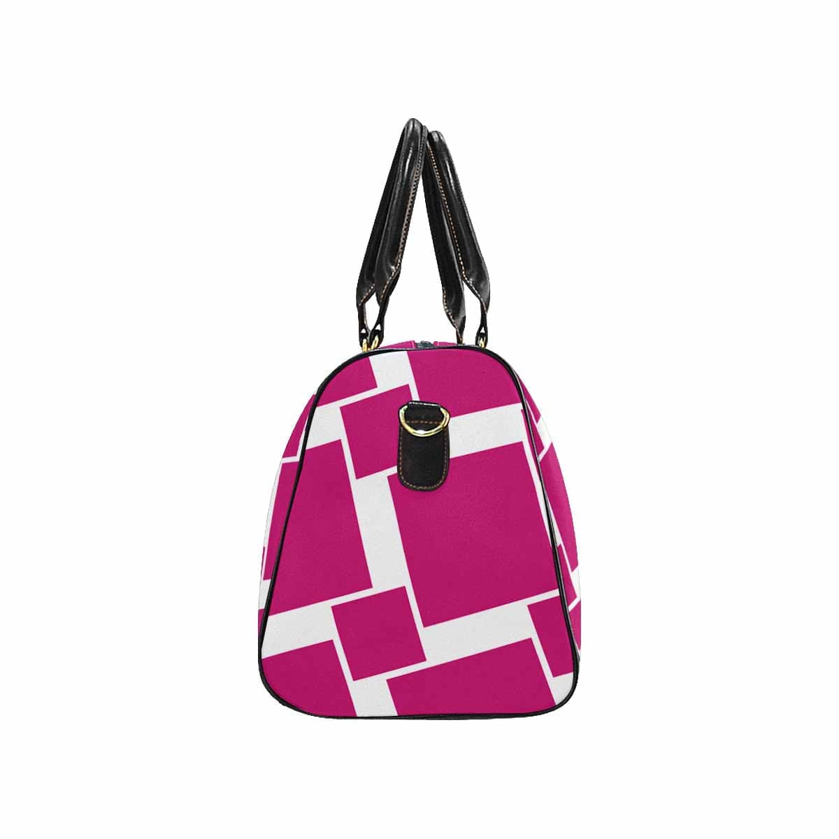 Fushia Pink Travel Bag with adjustable shoulder strap, showcasing its spacious design and waterproof fabric.