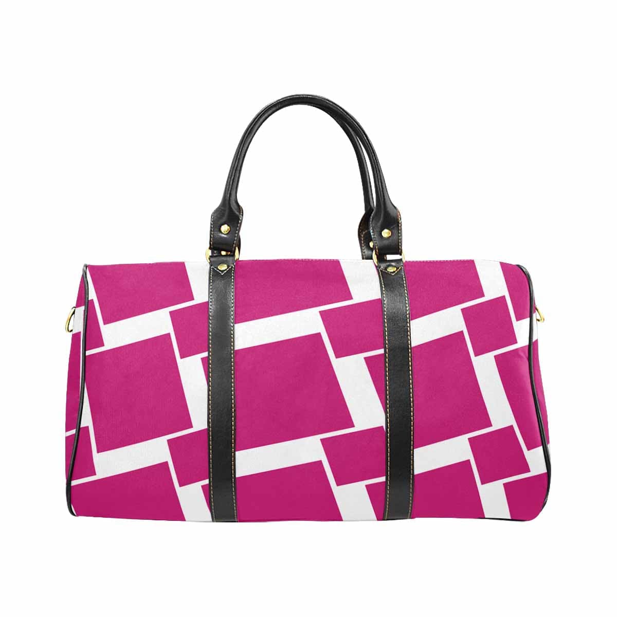 Fushia Pink Travel Bag with adjustable shoulder strap, showcasing its spacious design and waterproof fabric.