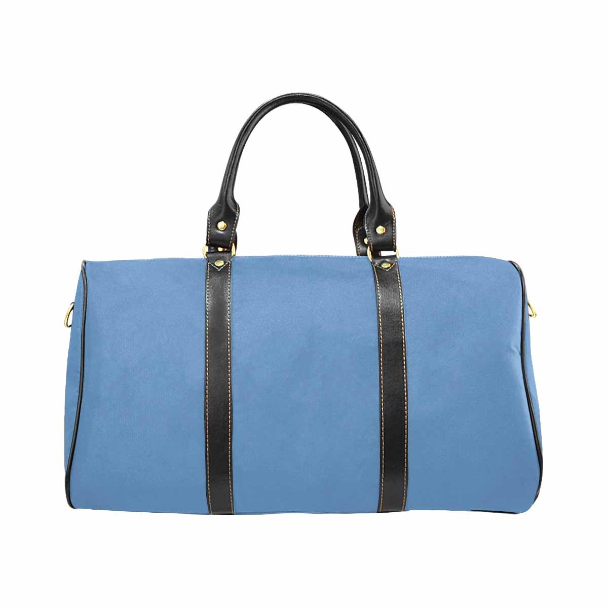 Blue Gray Leather Carry On Large Luggage Bag with spacious compartments and durable design.