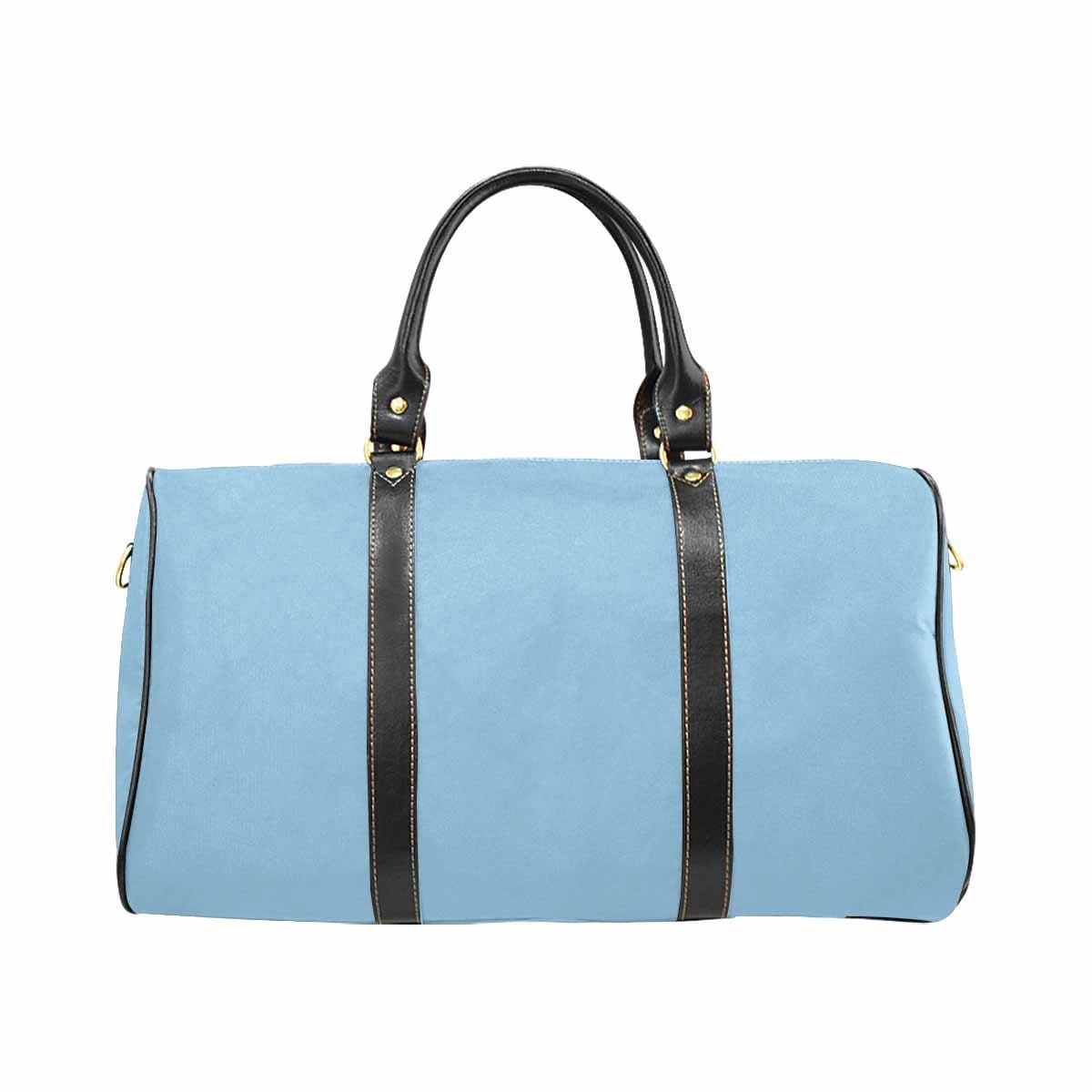 Cornflower Blue Leather Travel Bag with spacious design and durable features, perfect for stylish travel.