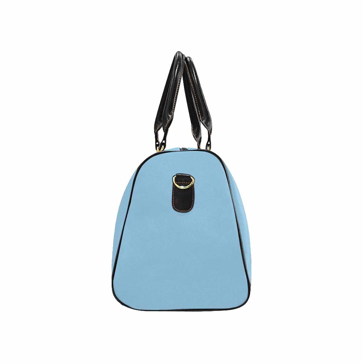 Cornflower Blue Leather Travel Bag with spacious design and durable features, perfect for stylish travel.