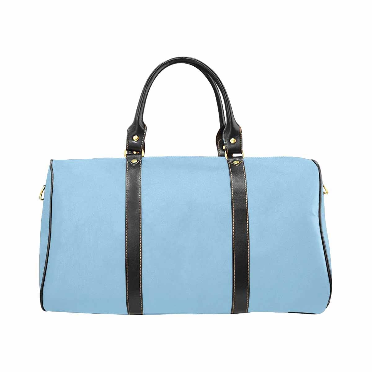 Cornflower Blue Leather Travel Bag with spacious design and durable features, perfect for stylish travel.