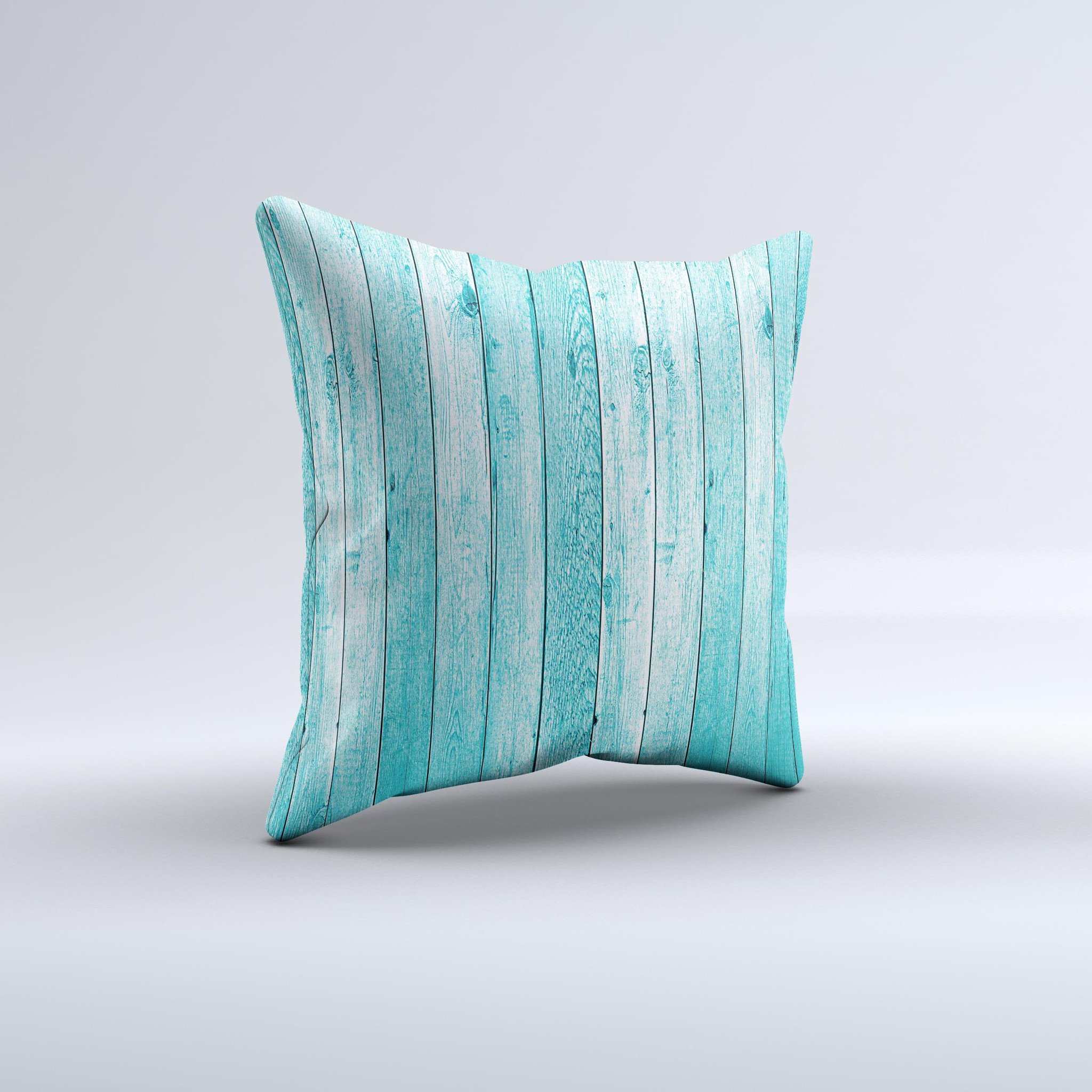 Trendy Blue Abstract Wood Planks Decorative Throw Pillow showcasing a unique design with vibrant blue tones and wood plank patterns, handcrafted in Virginia.