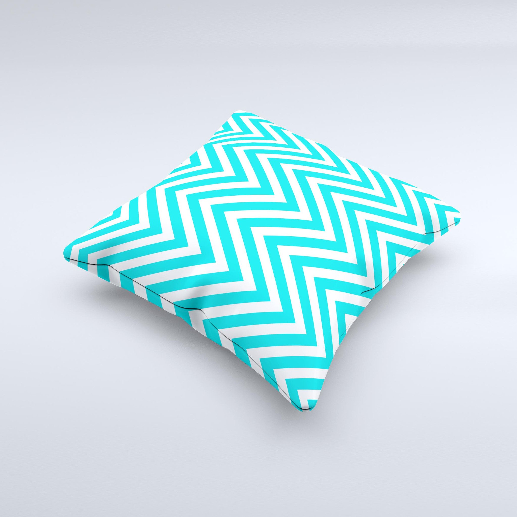 Trendy blue sharp chevron pattern decorative throw pillow, handcrafted in Virginia with high thread count fabric and non-allergenic filling.