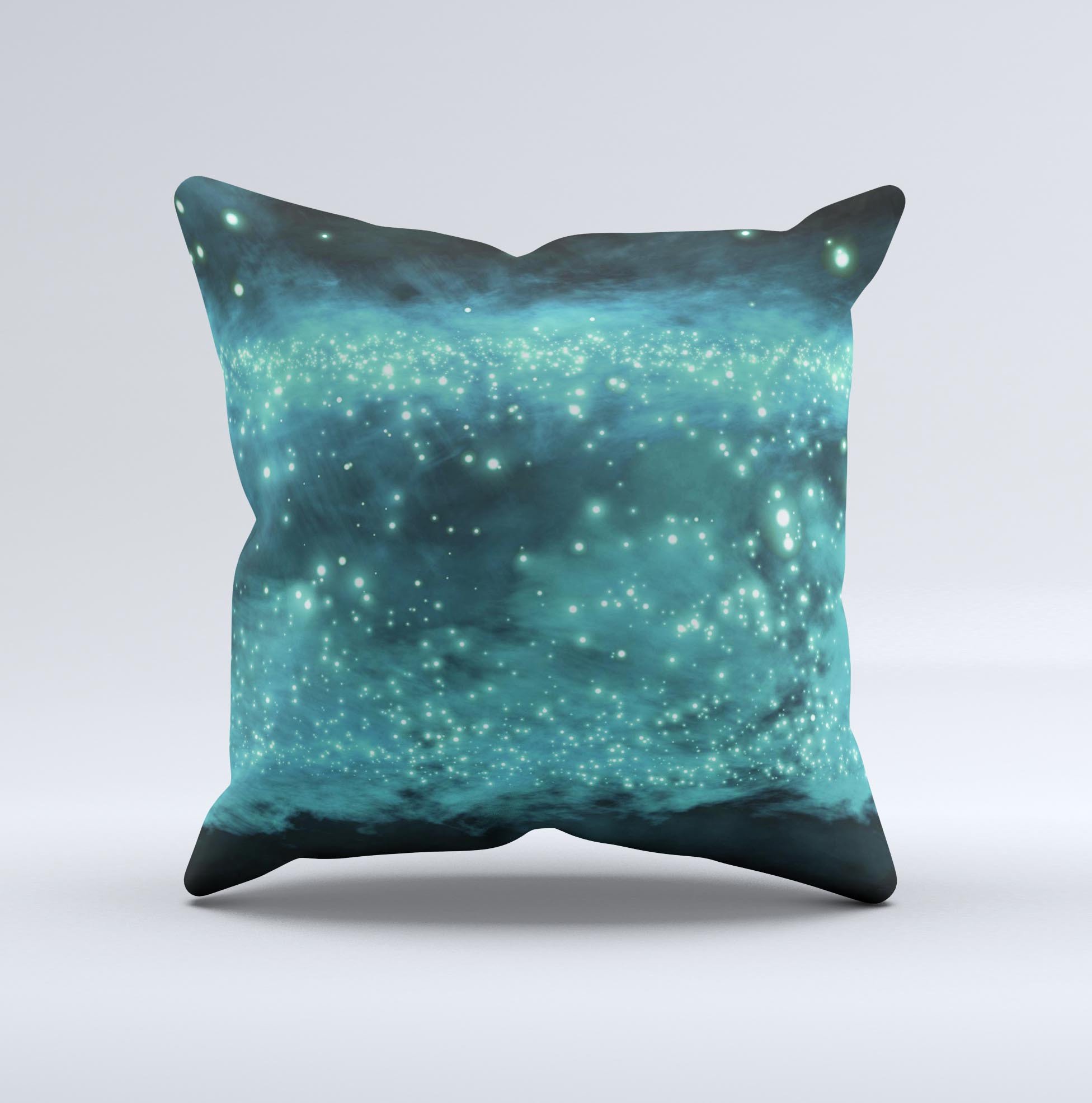 Trendy Green Space Surface Ink-Fuzed Decorative Throw Pillow showcasing vibrant colors and unique design, perfect for home decor.