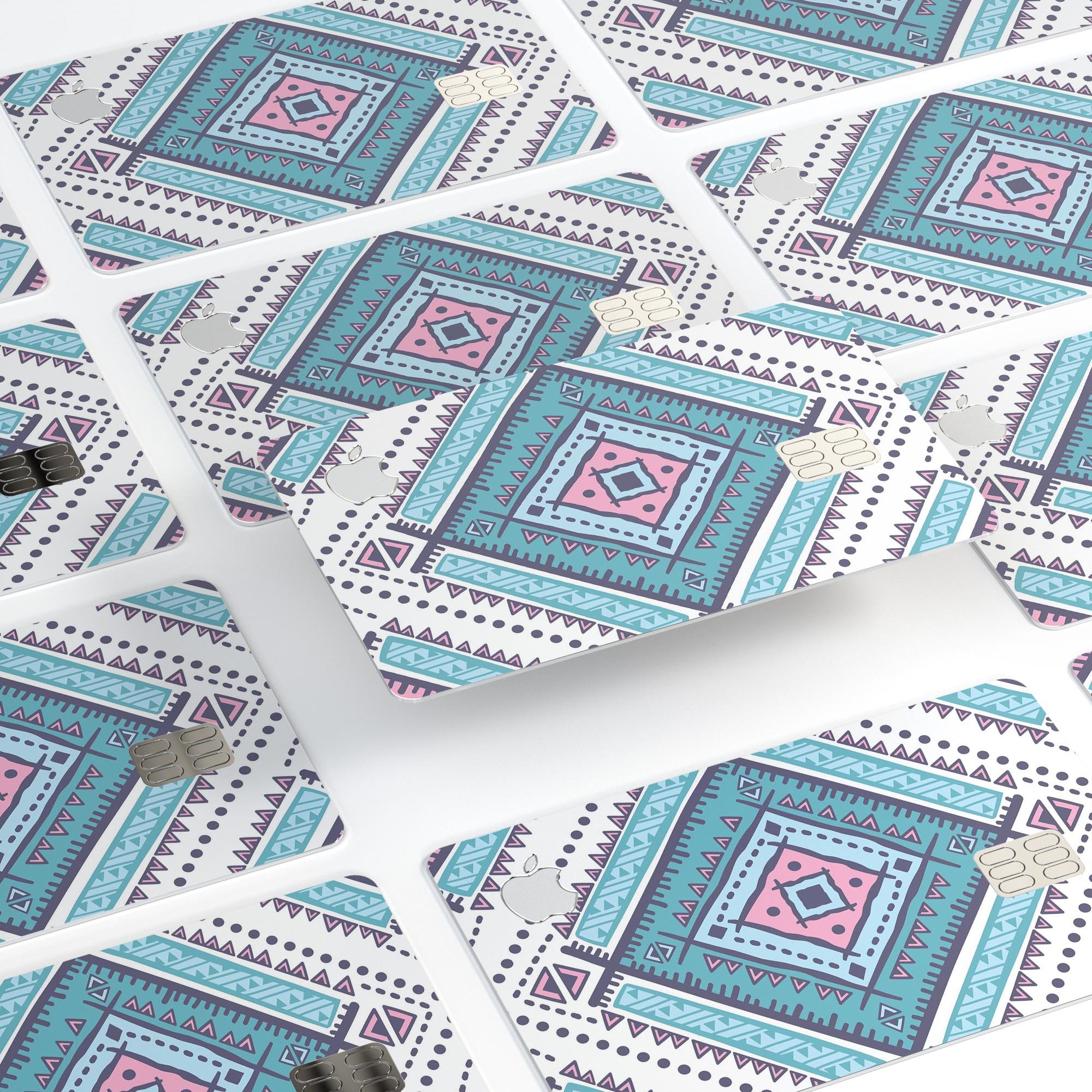 Tribal Vector Ethnic Pattern v3 decal skin for Apple Card, showcasing vibrant tribal design and premium vinyl material.