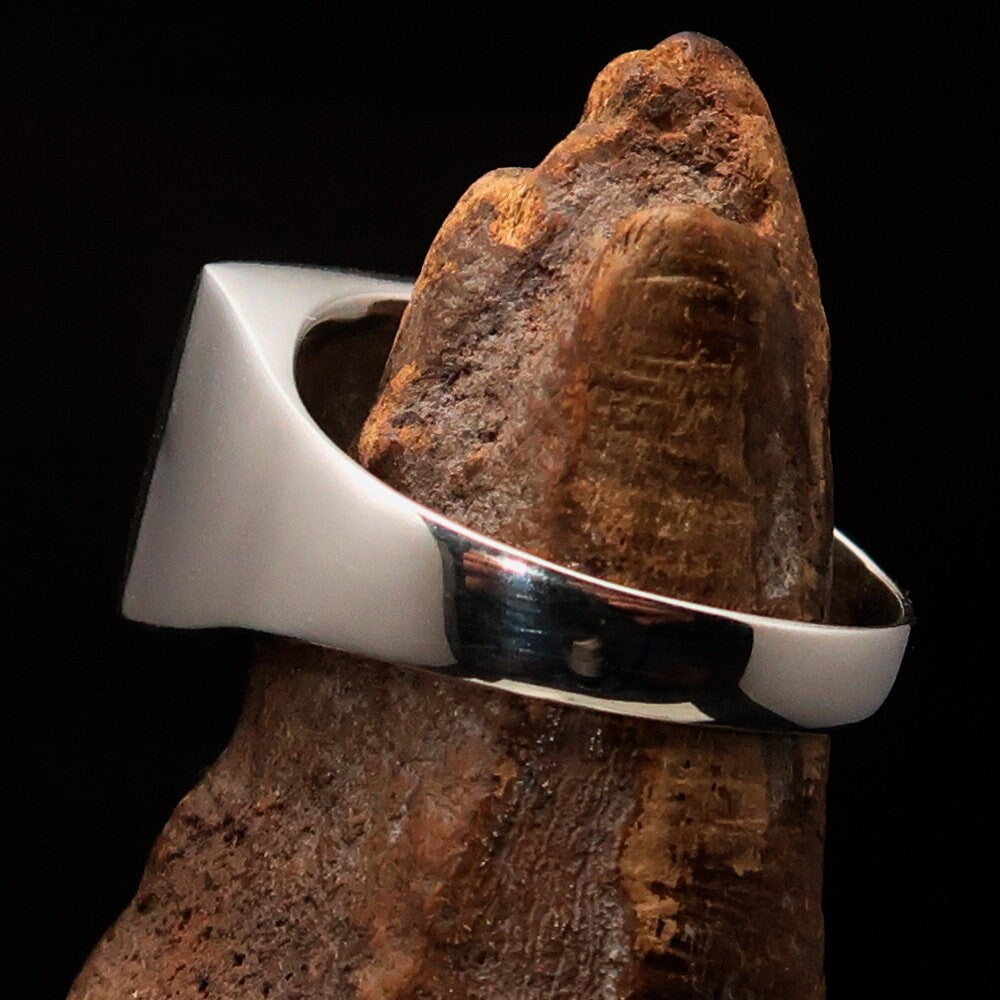 Stylish square-shaped Trinidad and Tobago Ring made of sterling silver, featuring the vibrant flag colors.