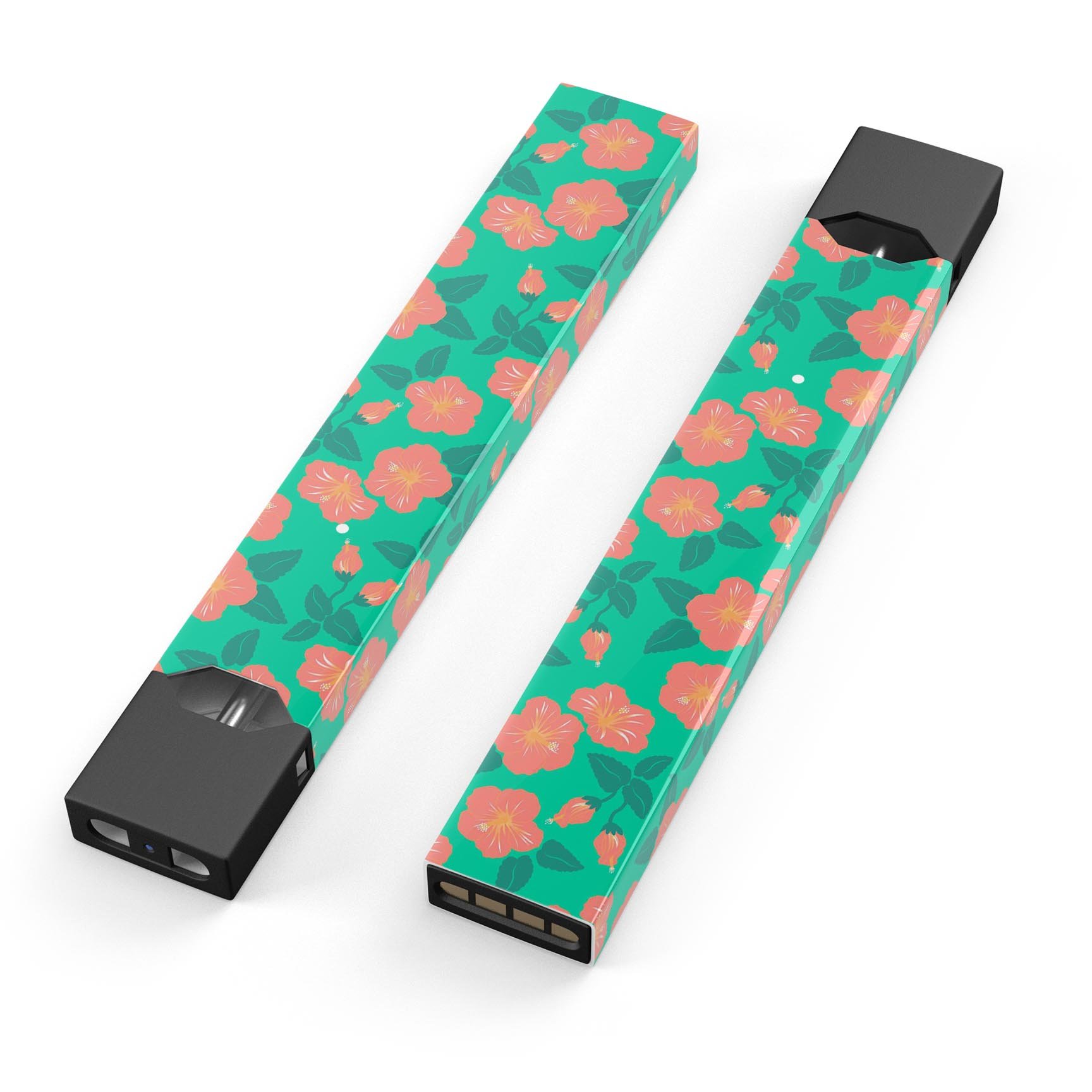 Tropical Coral Floral v1 skin-wrap sticker designed for JUUL vaping device, showcasing vibrant floral patterns and premium quality.