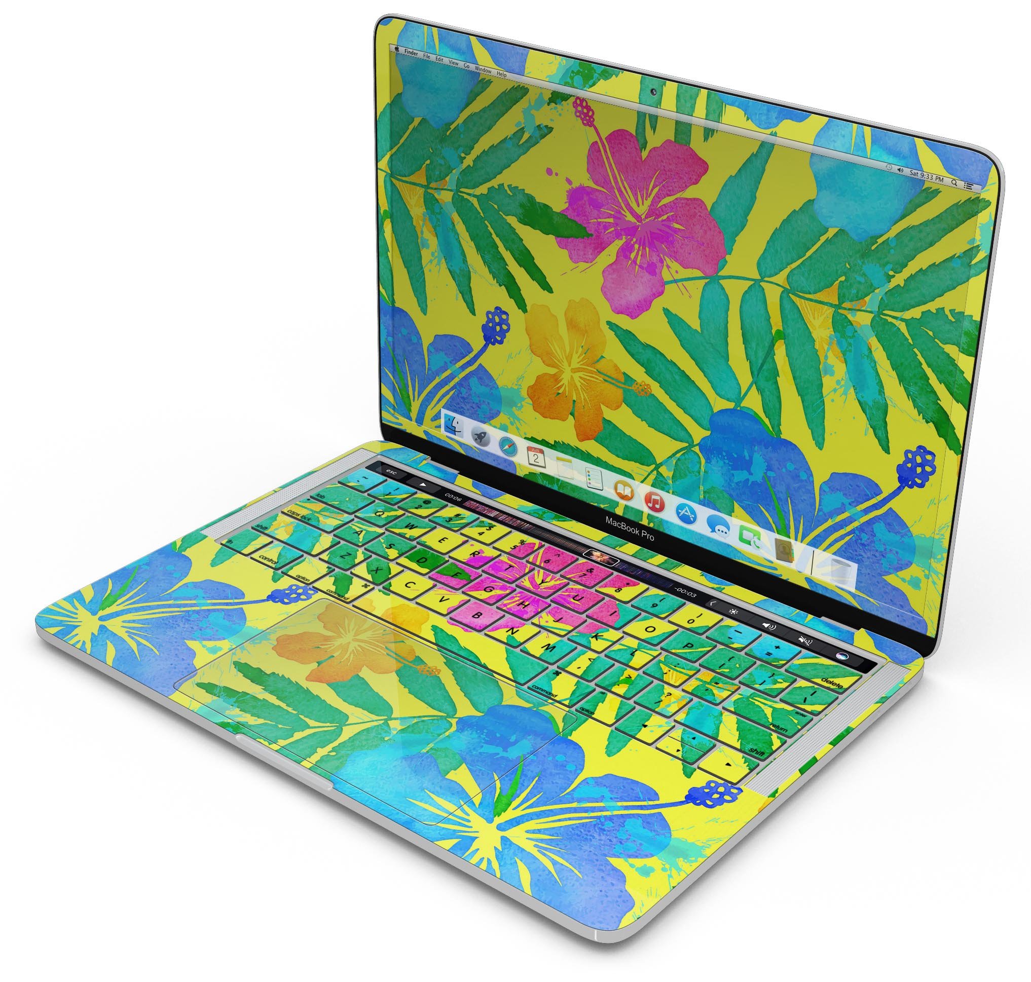 Tropical Fluorescent v2 skin decal wrap kit for Apple MacBook, showcasing vibrant colors and a sleek design.