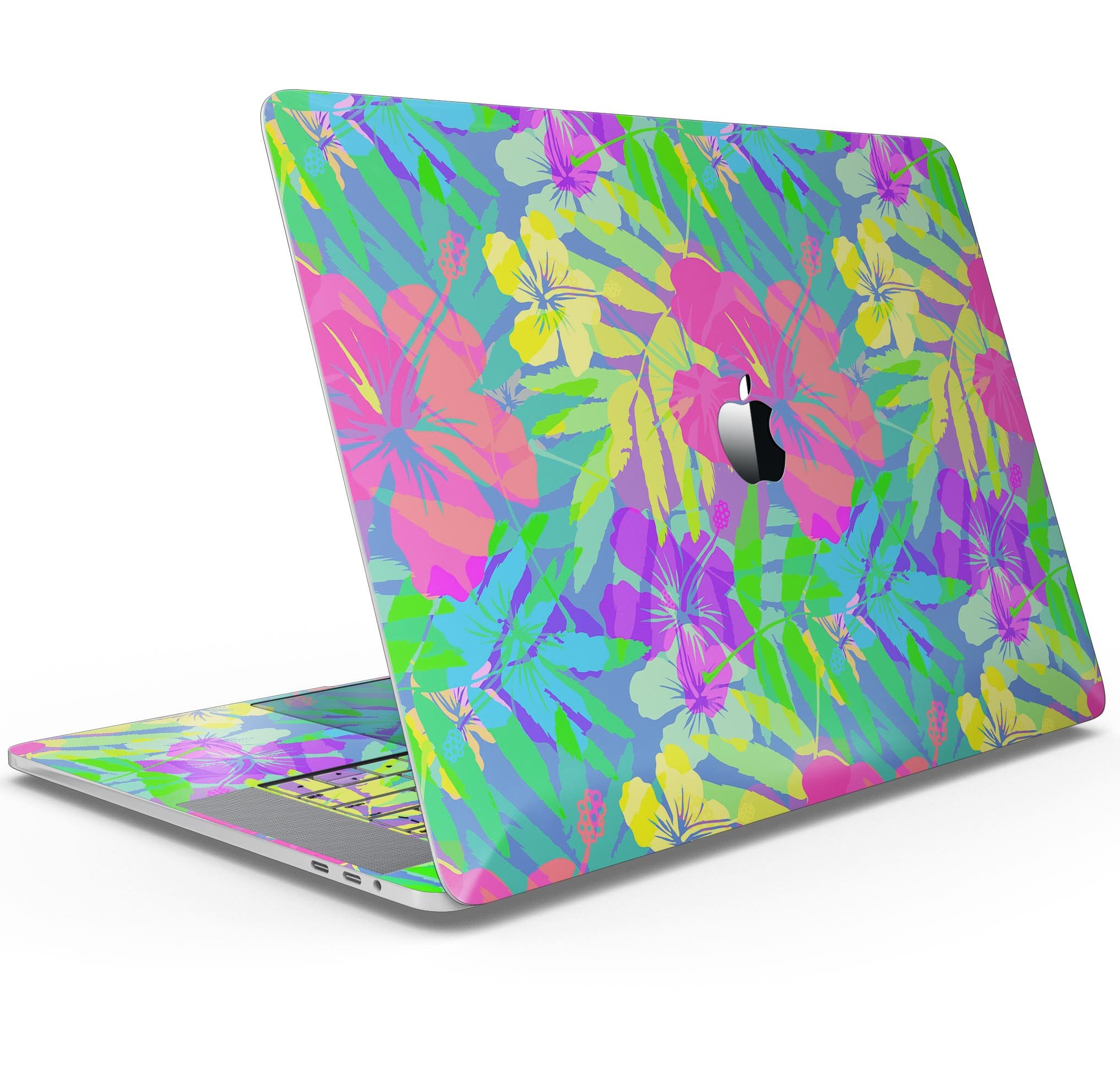 Tropical Fluorescent v1 skin decal wrap kit for MacBook, showcasing vibrant colors and a sleek design.