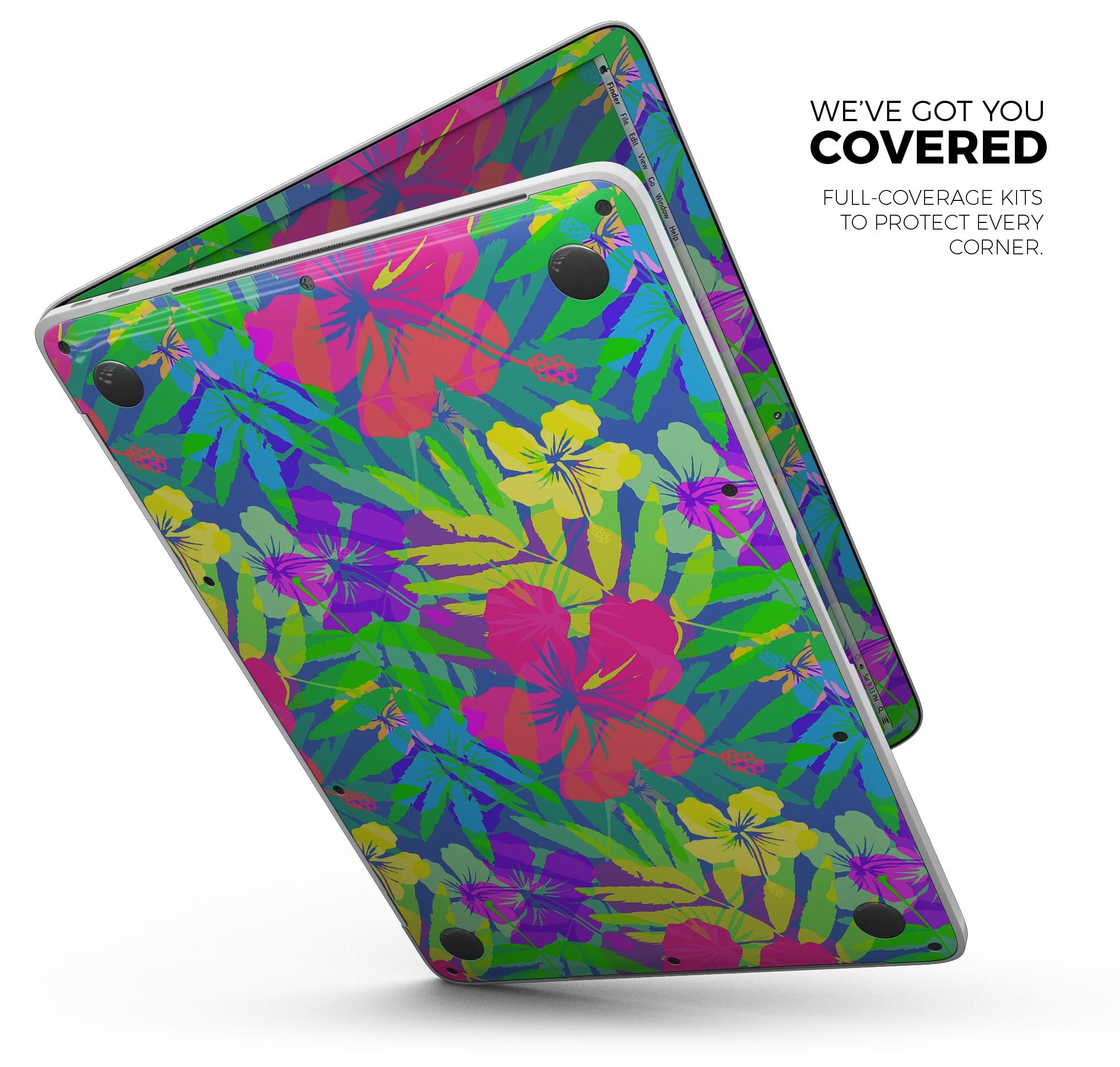 Tropical Fluorescent v1 skin decal wrap kit for MacBook, showcasing vibrant colors and a sleek design.