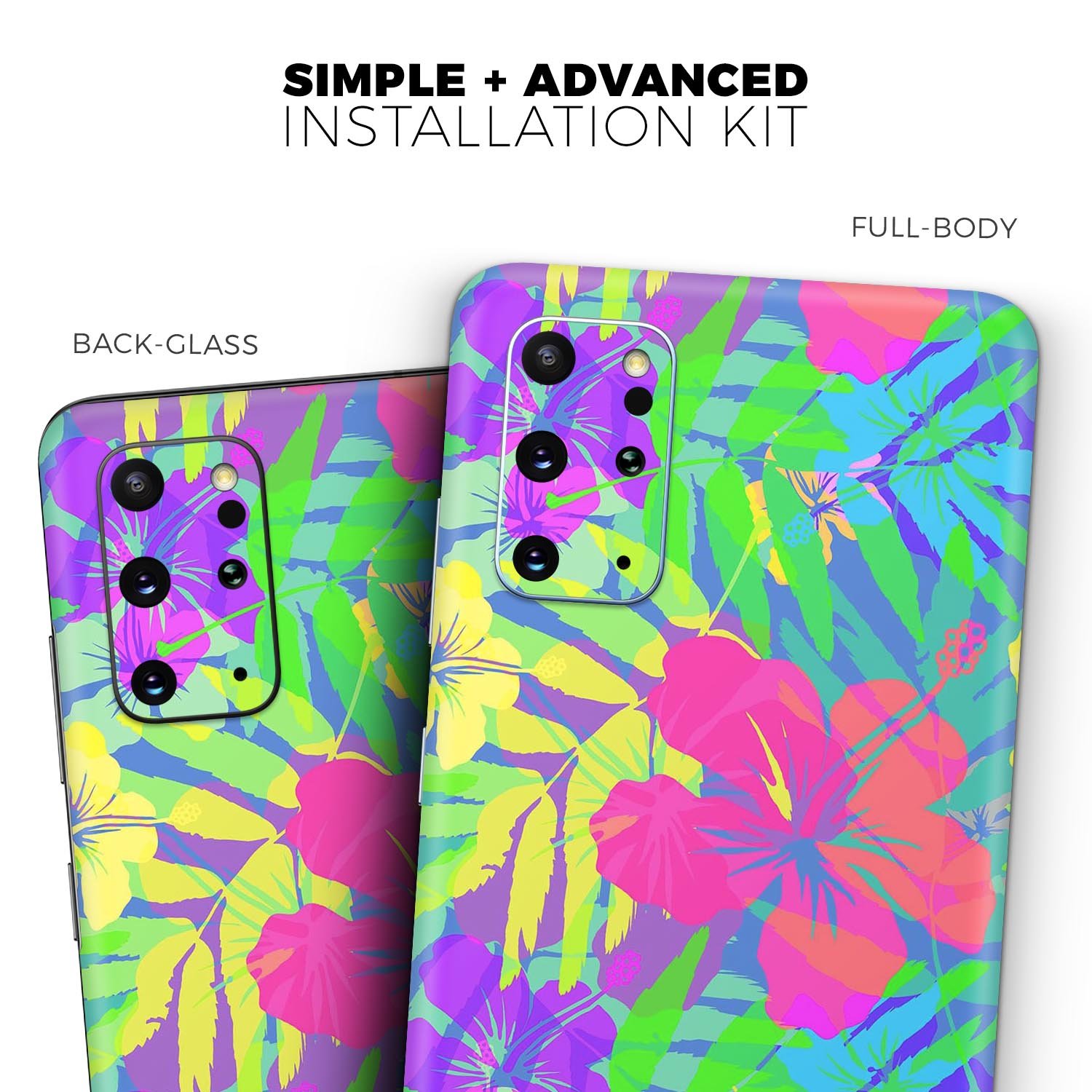 Tropical Fluorescent v1 Skin-Kit for Samsung Galaxy S-Series, showcasing vibrant colors and sleek design.