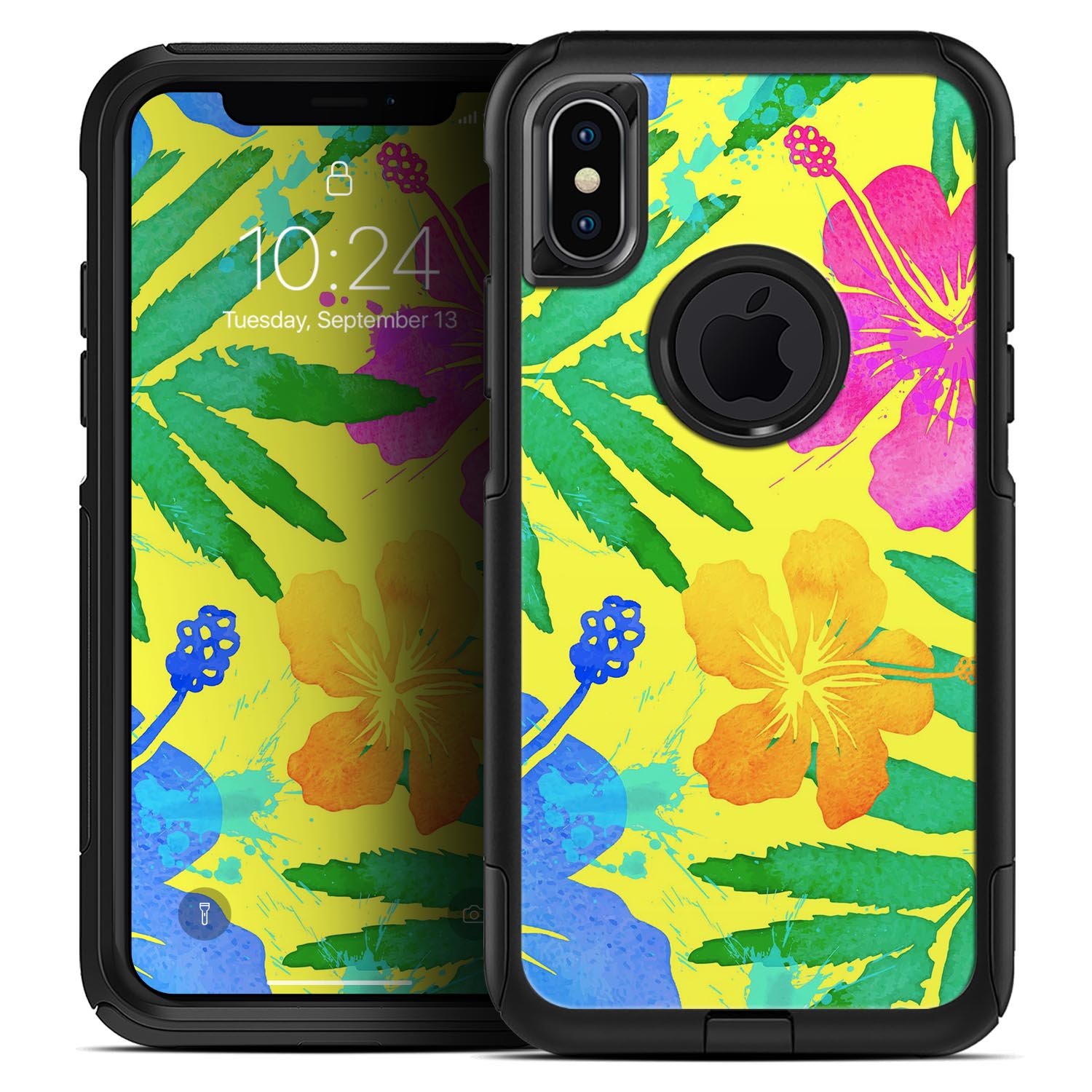 Tropical Fluorescent v2 Skin Kit for iPhone OtterBox Cases featuring vibrant tropical design and dual-layer construction.