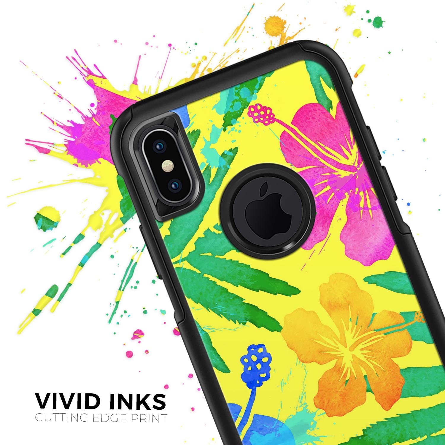 Tropical Fluorescent v2 Skin Kit for iPhone OtterBox Cases featuring vibrant tropical design and dual-layer construction.