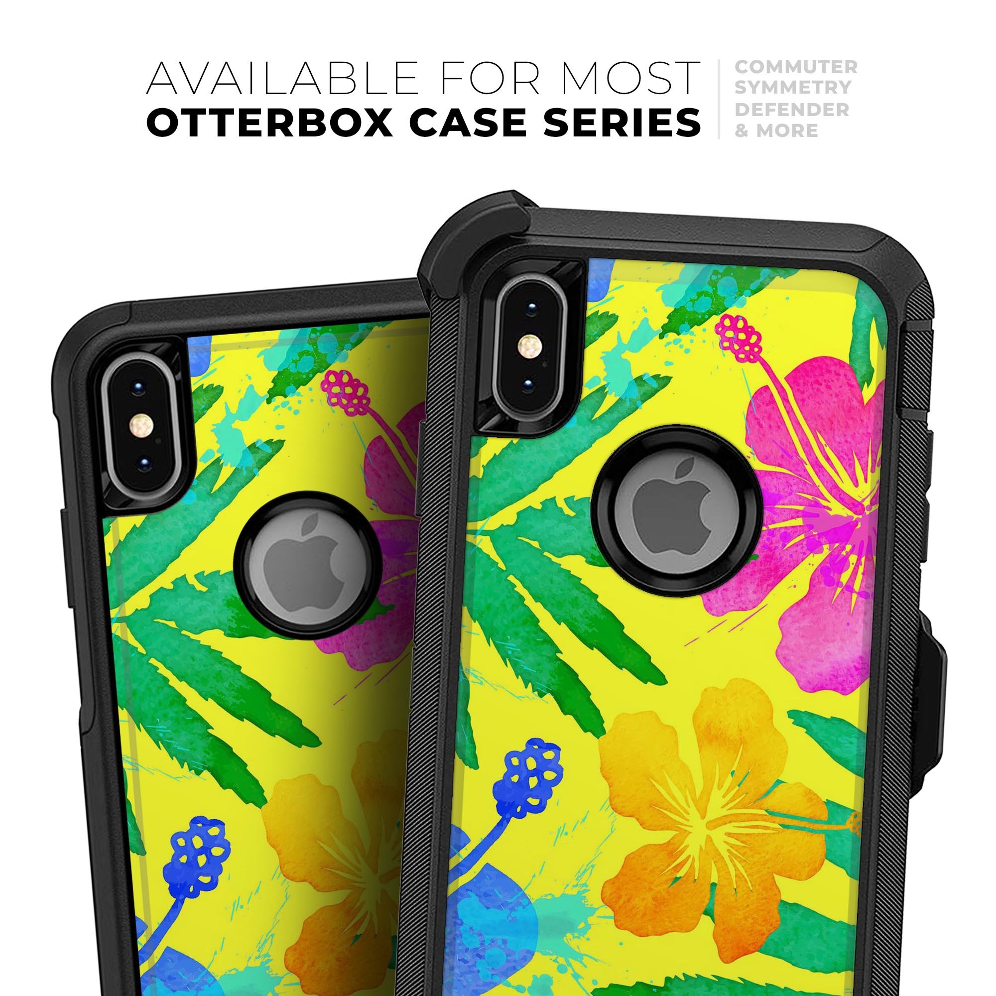 Tropical Fluorescent v2 Skin Kit for iPhone OtterBox Cases featuring vibrant tropical design and dual-layer construction.