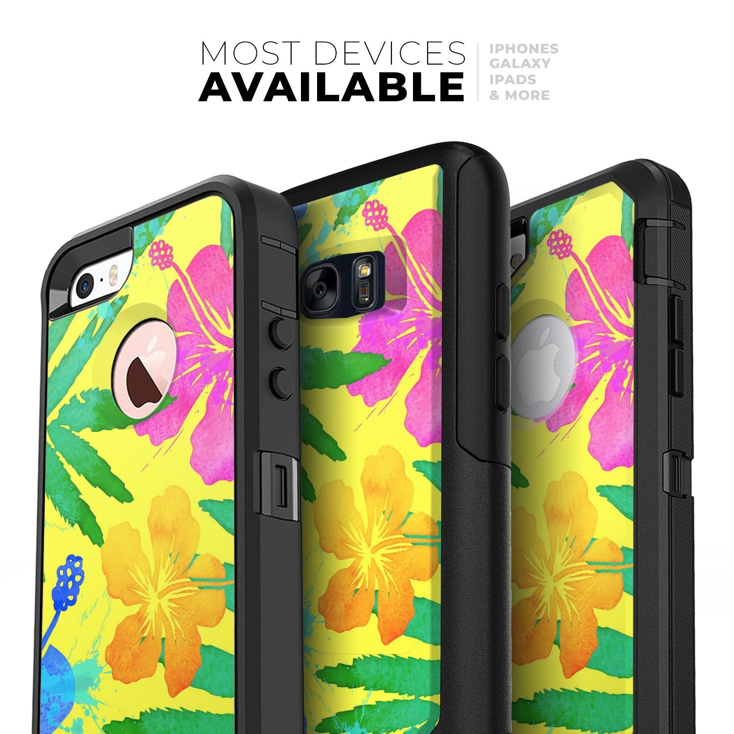 Tropical Fluorescent v2 Skin Kit for iPhone OtterBox Cases featuring vibrant tropical design and dual-layer construction.