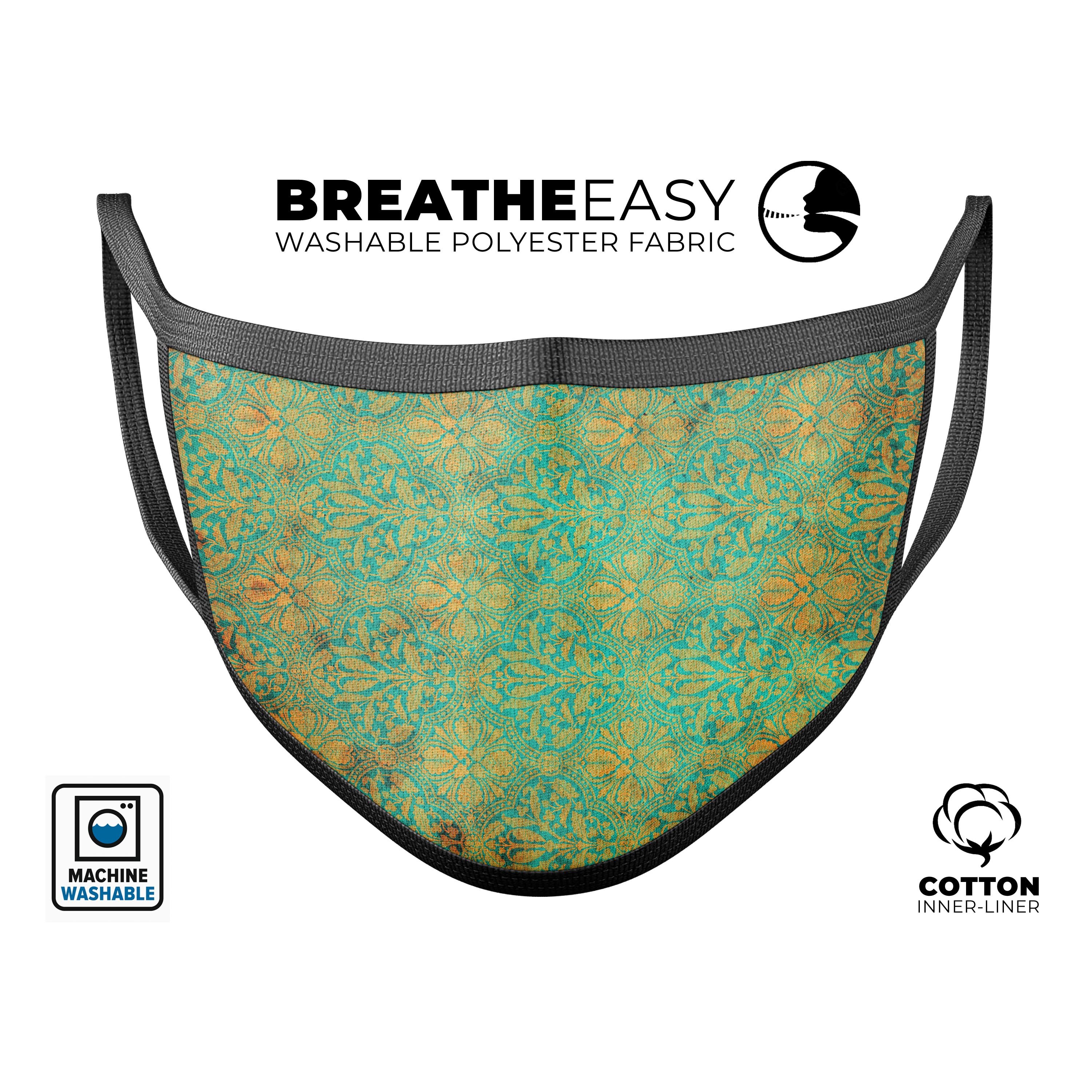 Tropical Grunge Floral Pattern mouth cover, showcasing vibrant floral design and adjustable ear-loops for a comfortable fit.